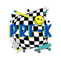 PRE-K Skateboard Sticker — Cute Checkered Smile Kids School Decal