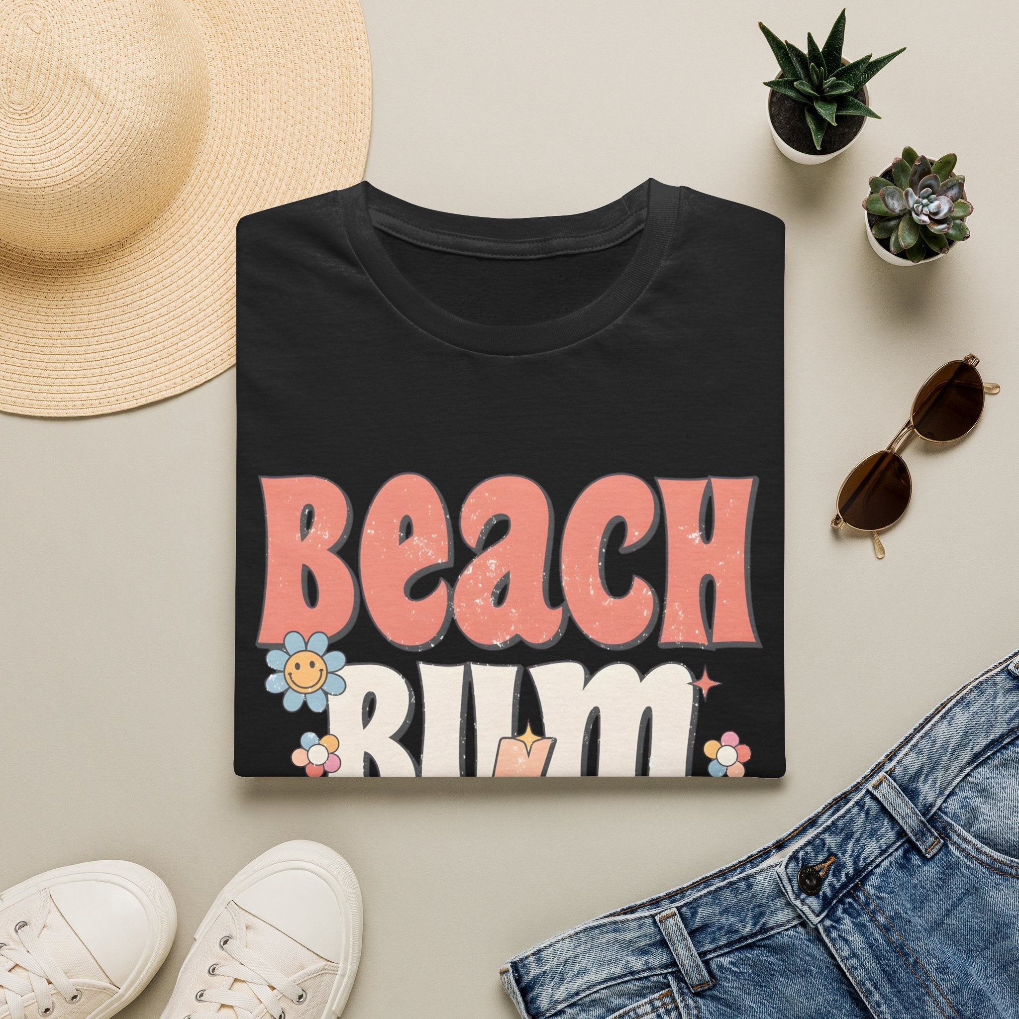 Beach Bum T-Shirt — Retro Floral Surf Vibes Tee