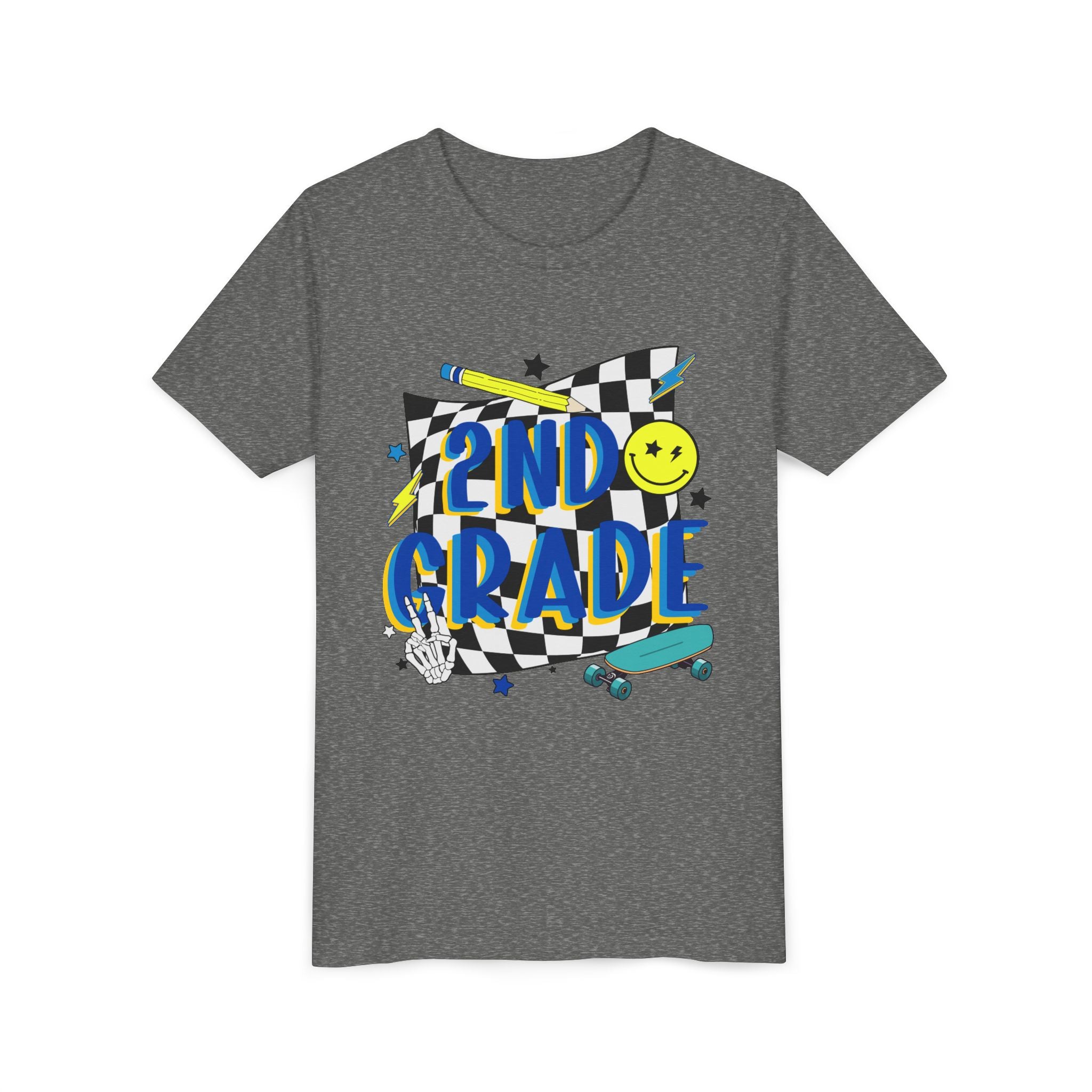 2nd Grade Kids T‑Shirt — Colorful Back-to-School Skateboard Design