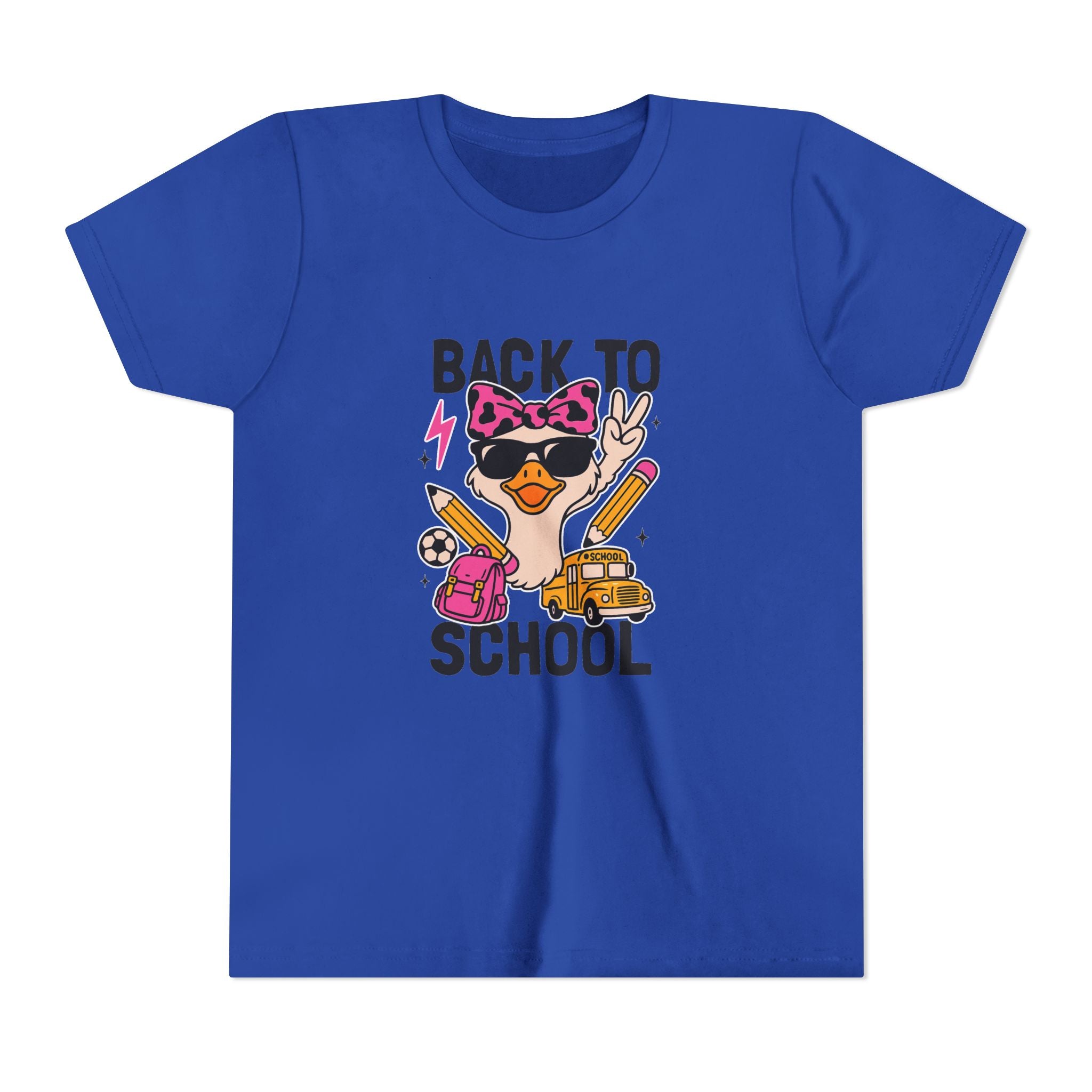 Back to School Kids Tee — Cute Duck with Backpack & School Supplies