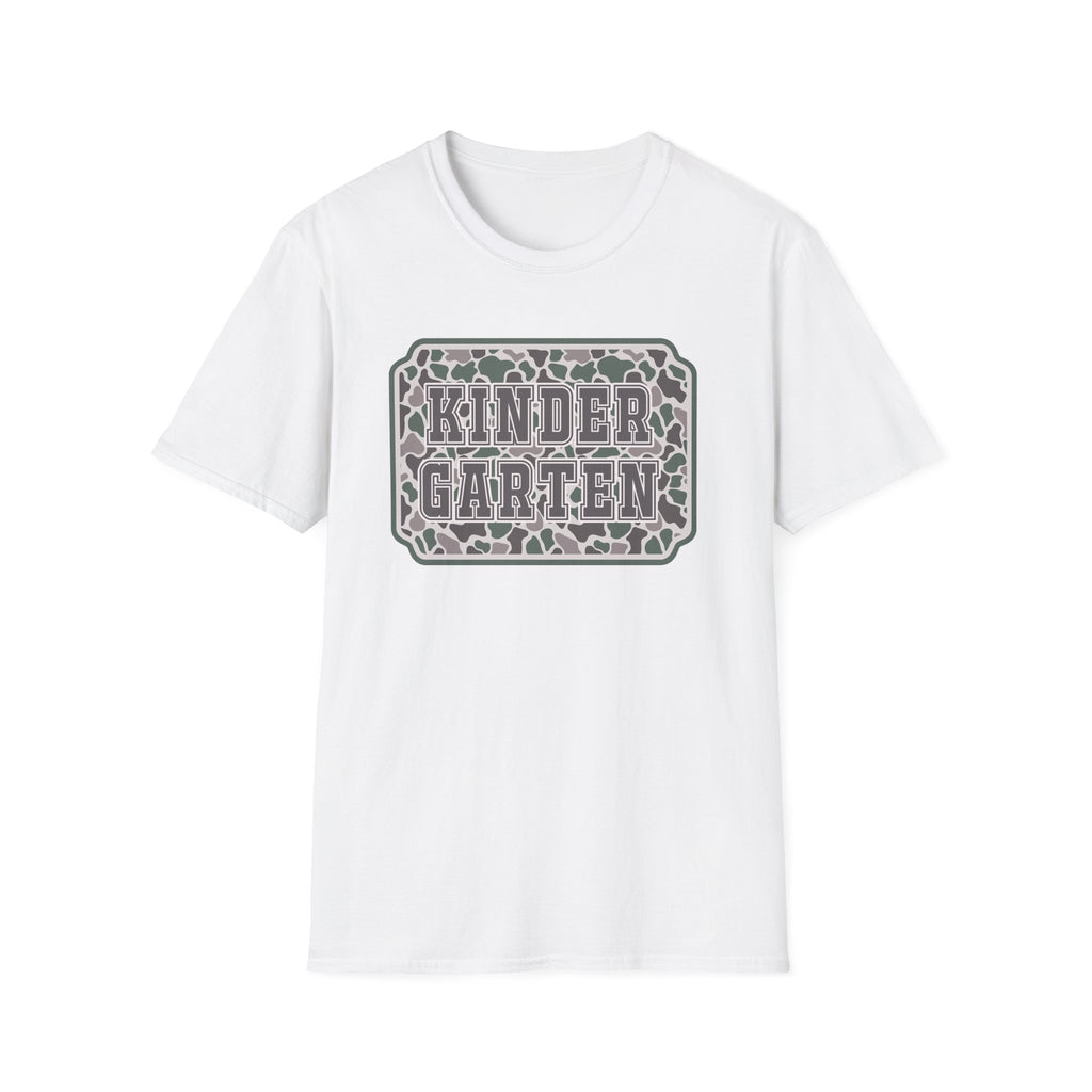 Kindergarten Camo T‑Shirt — Back to School Graphic Tee for Kids & Teachers
