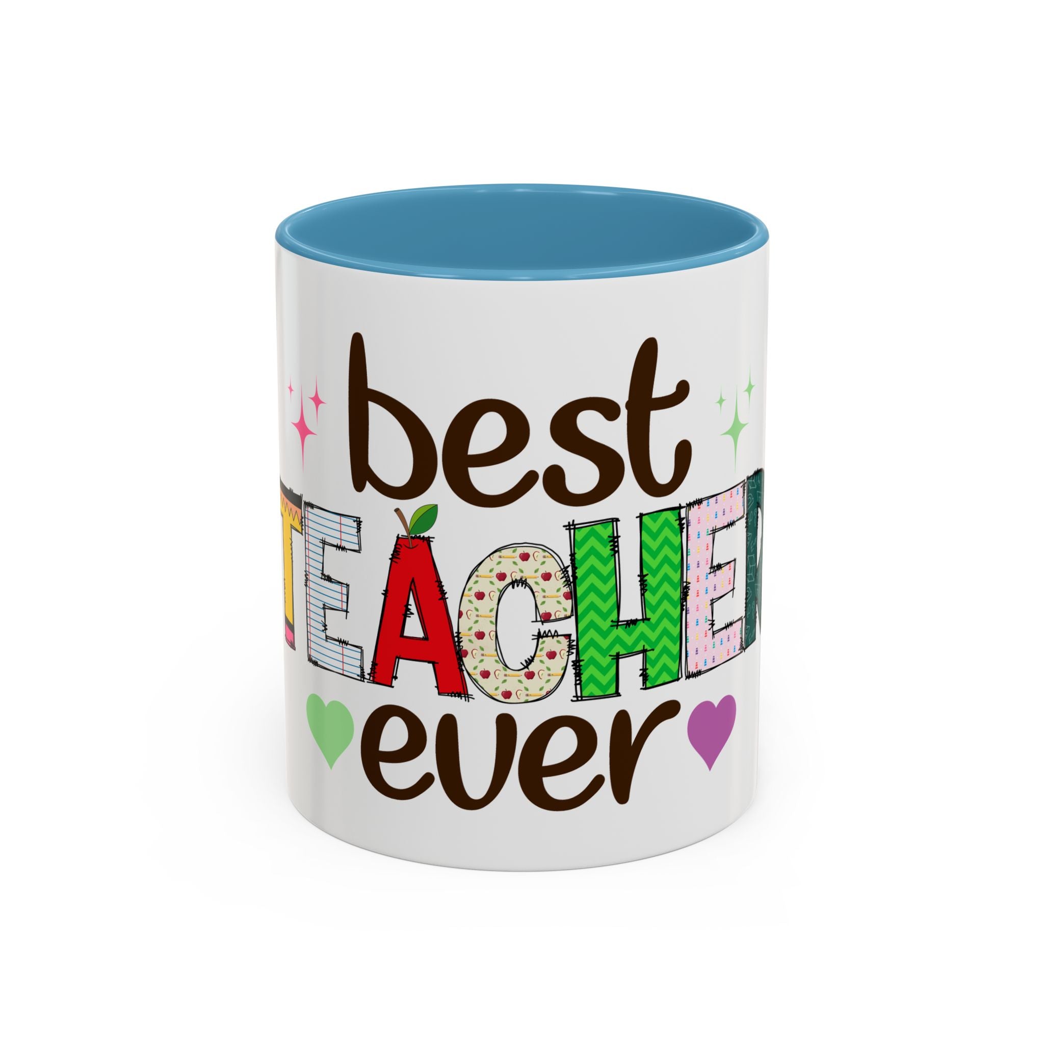 Best Teacher Ever Accent Coffee Mug – Gift for Teachers, Colorful School Appreciation Cup