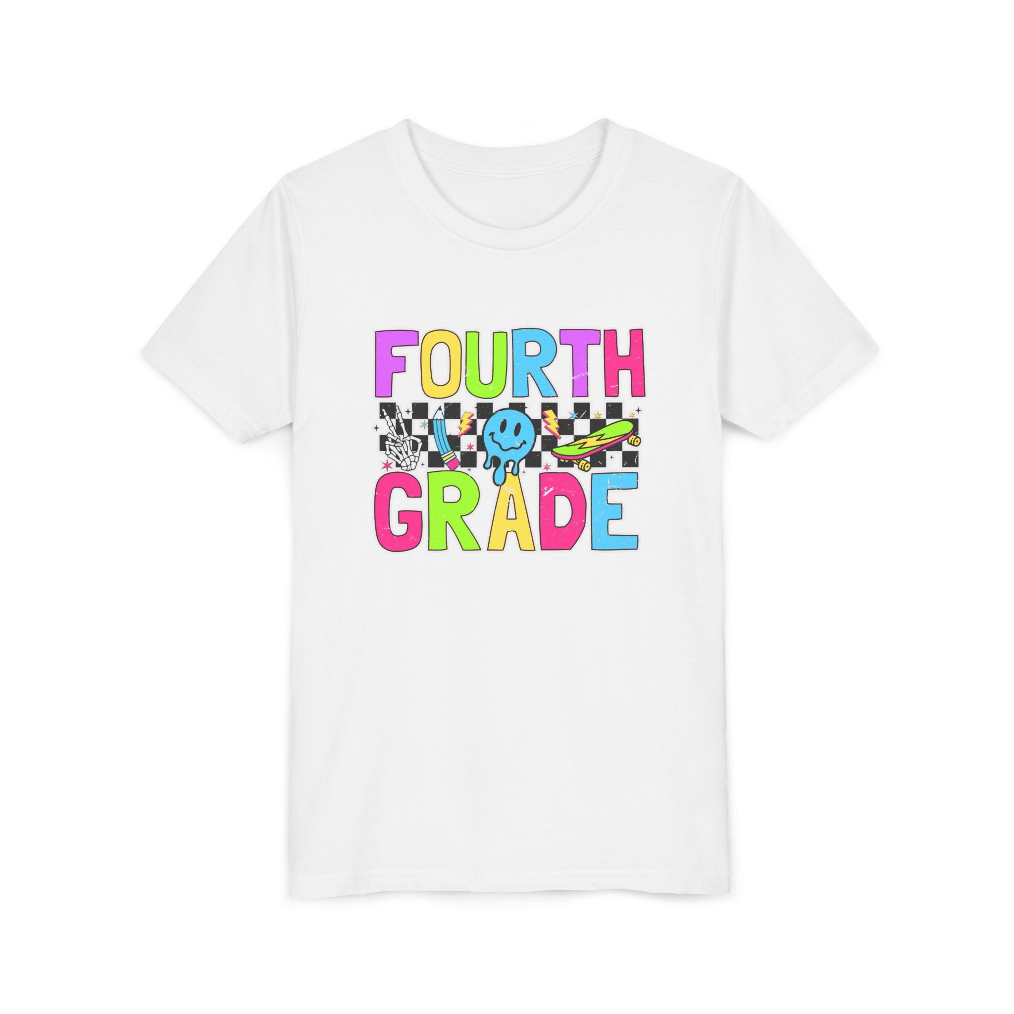 Fourth Grade Youth Tee — Colorful Smiley Back-to-School Shirt