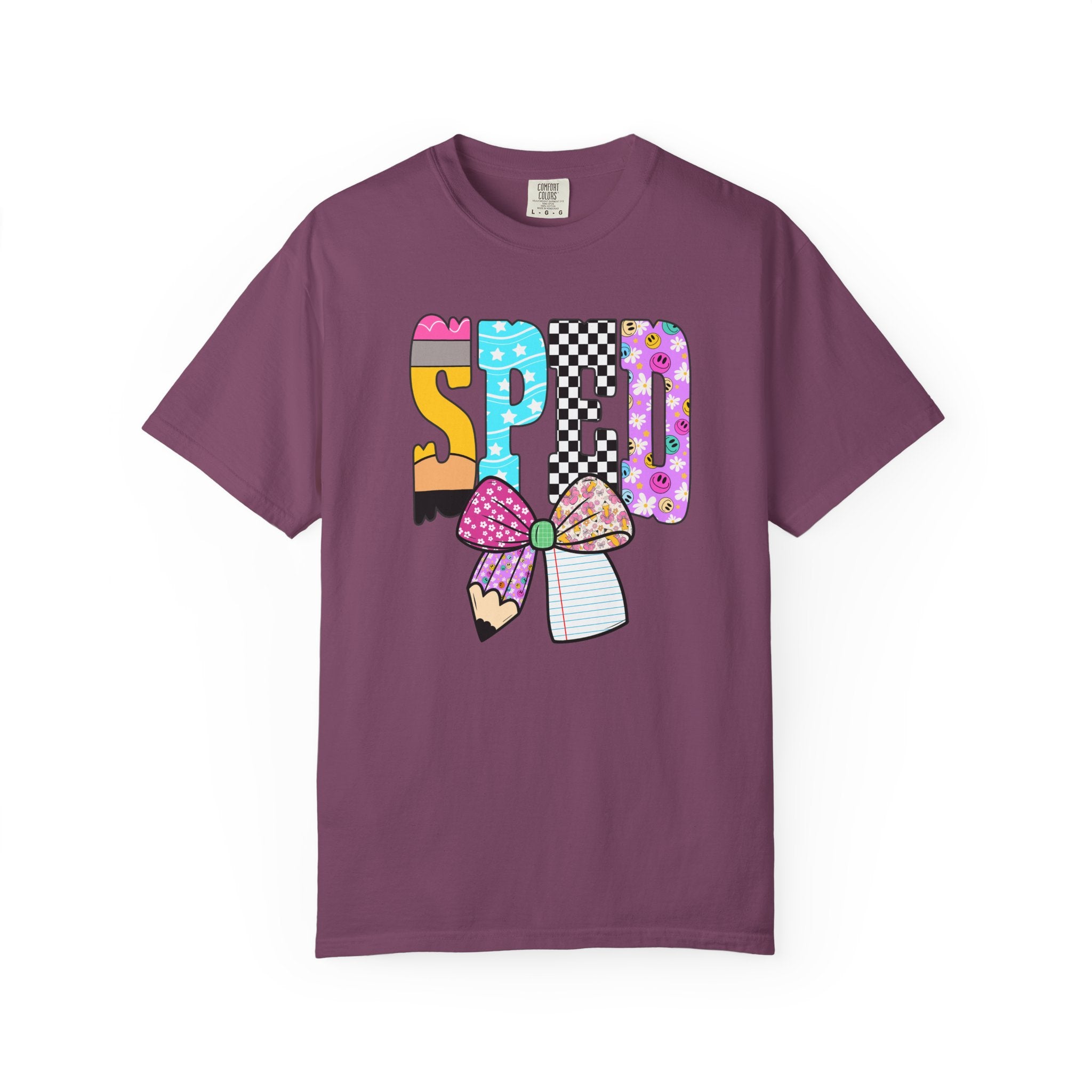 Spring Pencil Bow T-Shirt — Cute Colorful 'SPRING' Graphic Tee
