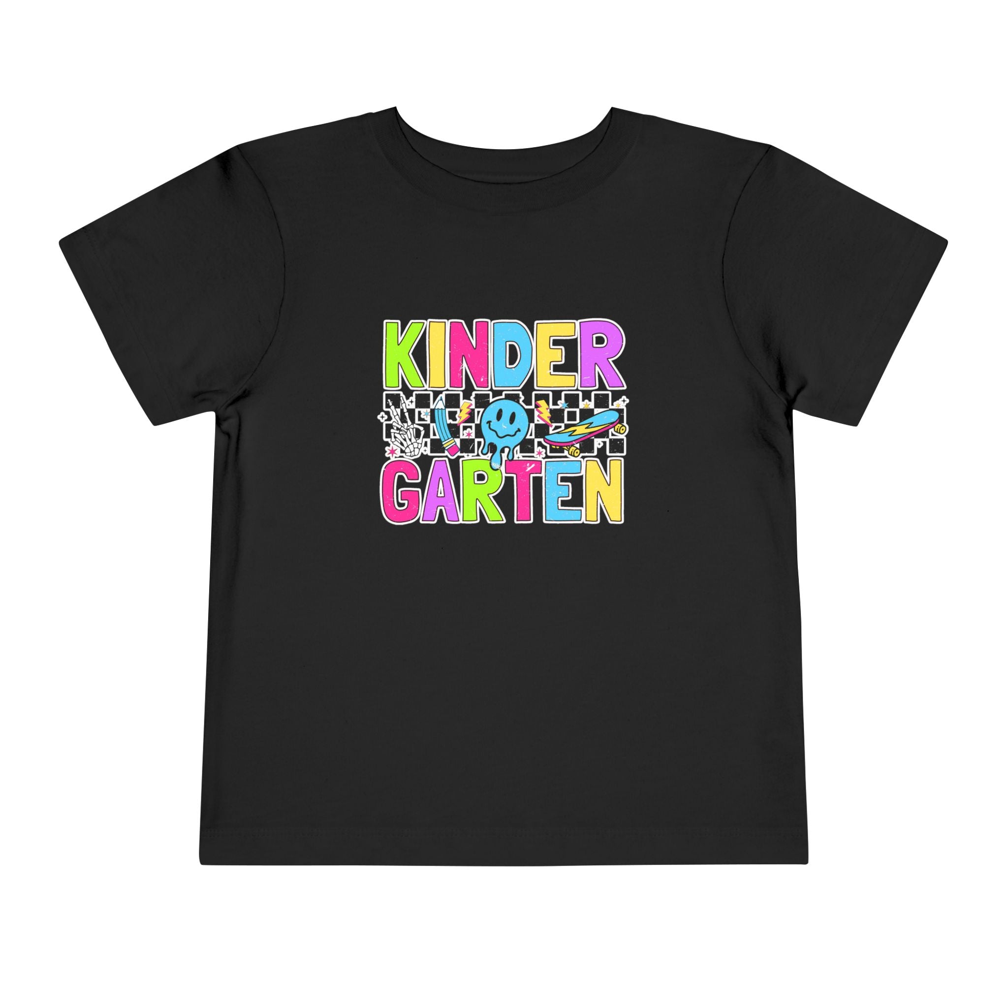 KinderGarten Toddler Tee - Colorful Checker Smiley Back-to-School Shirt