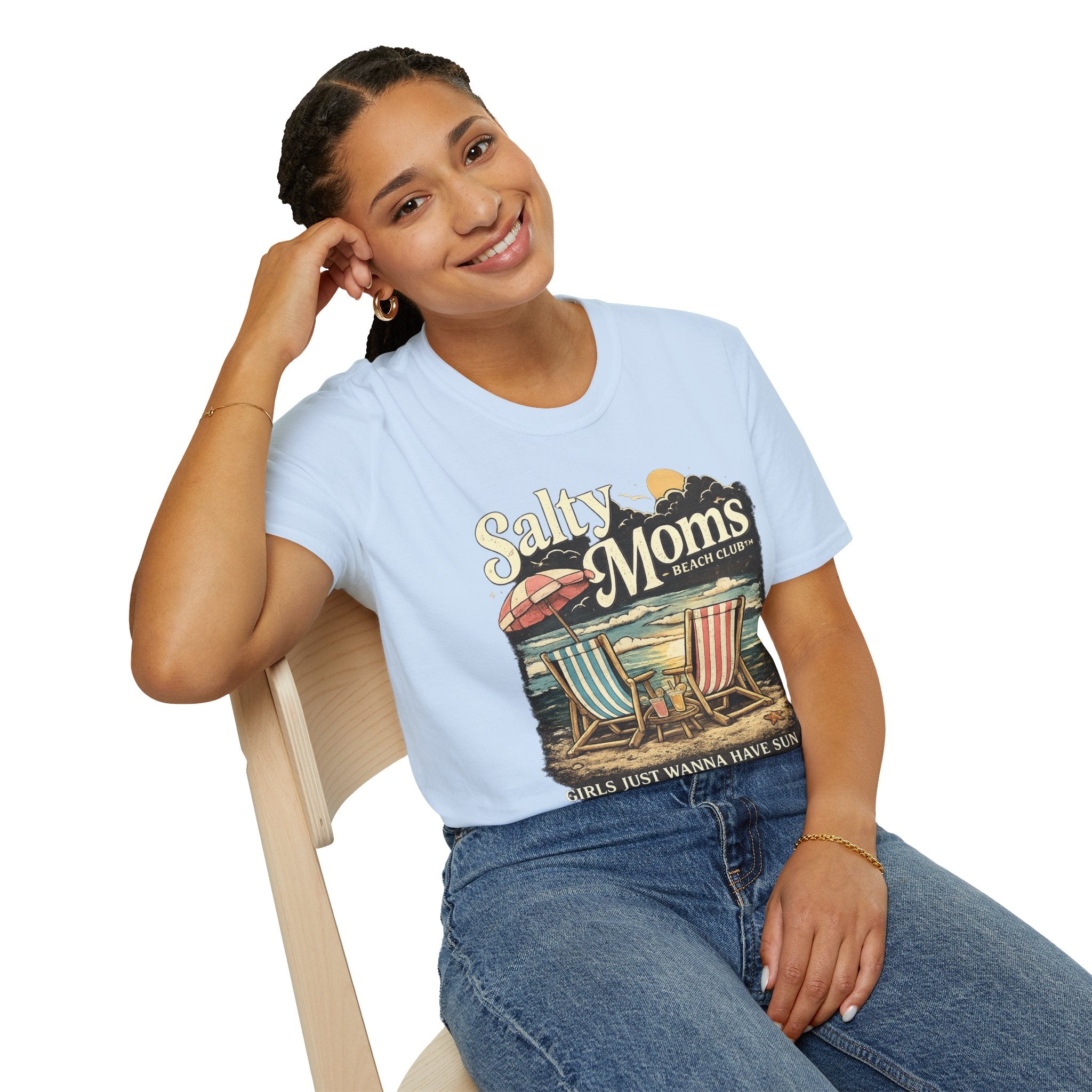 Salty Moms Beach Club T-Shirt — Vintage Coastal Mom Tee
