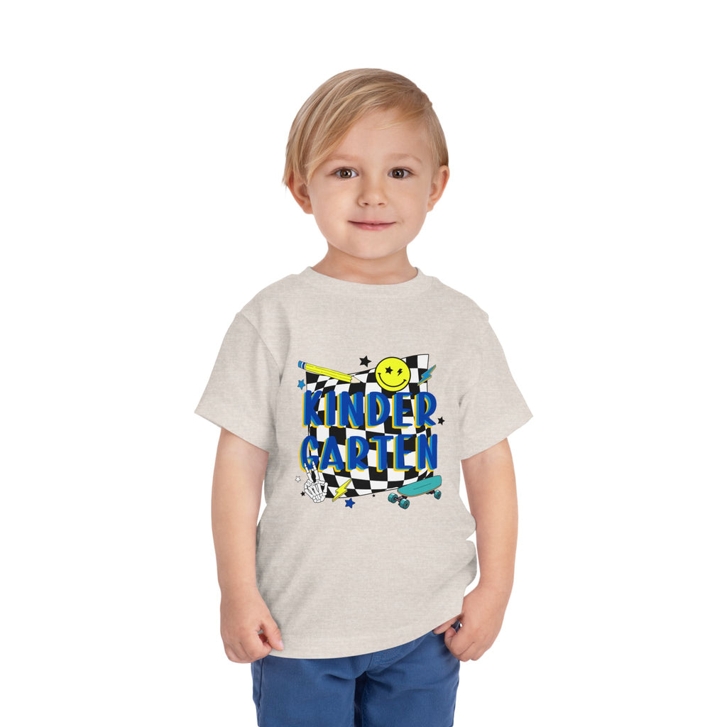 Kindergarten Toddler Tee — Smiley Skateboard Back-to-School Shirt
