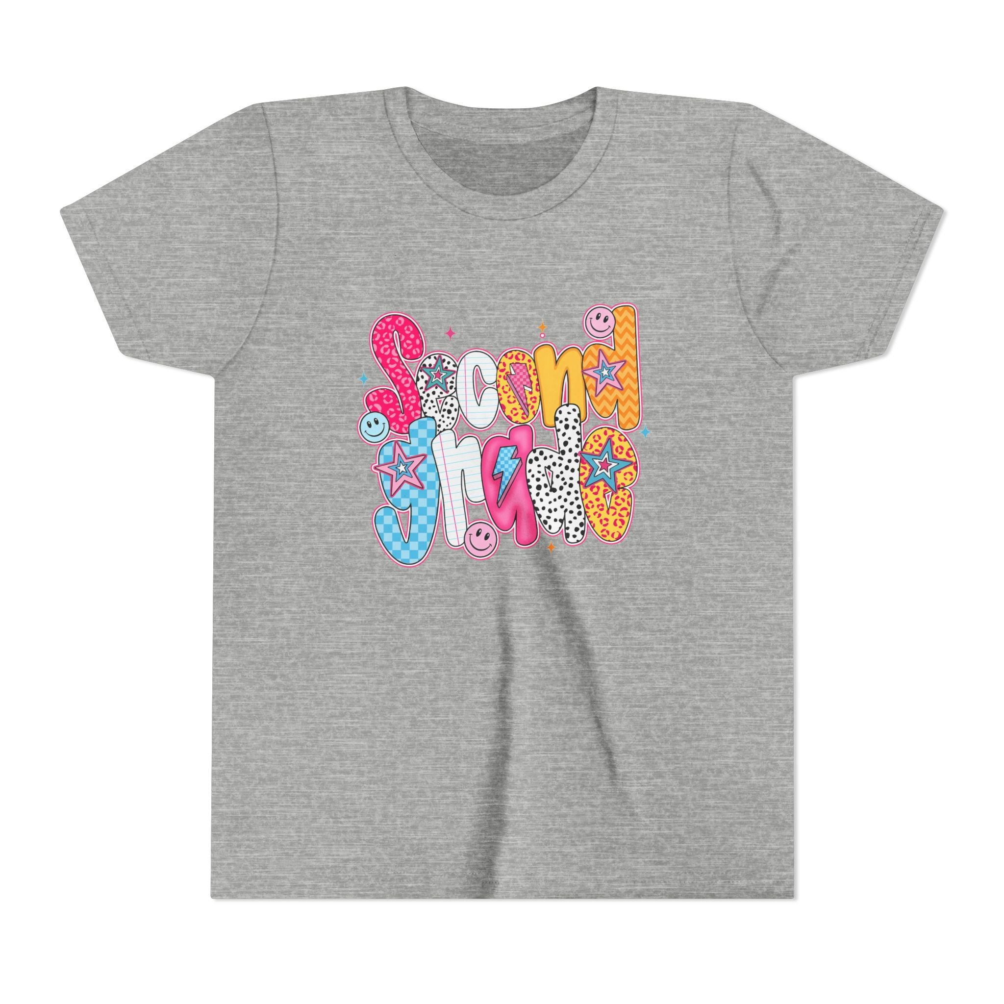 Youth Tee — Colorful 'Second Grade' Playful Retro Graphic