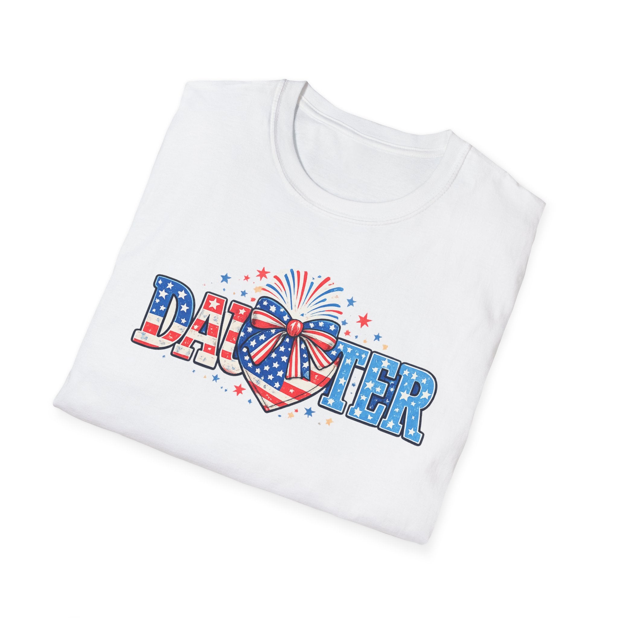 Daughter Patriotic Tee — USA Flag Heart Fireworks Design