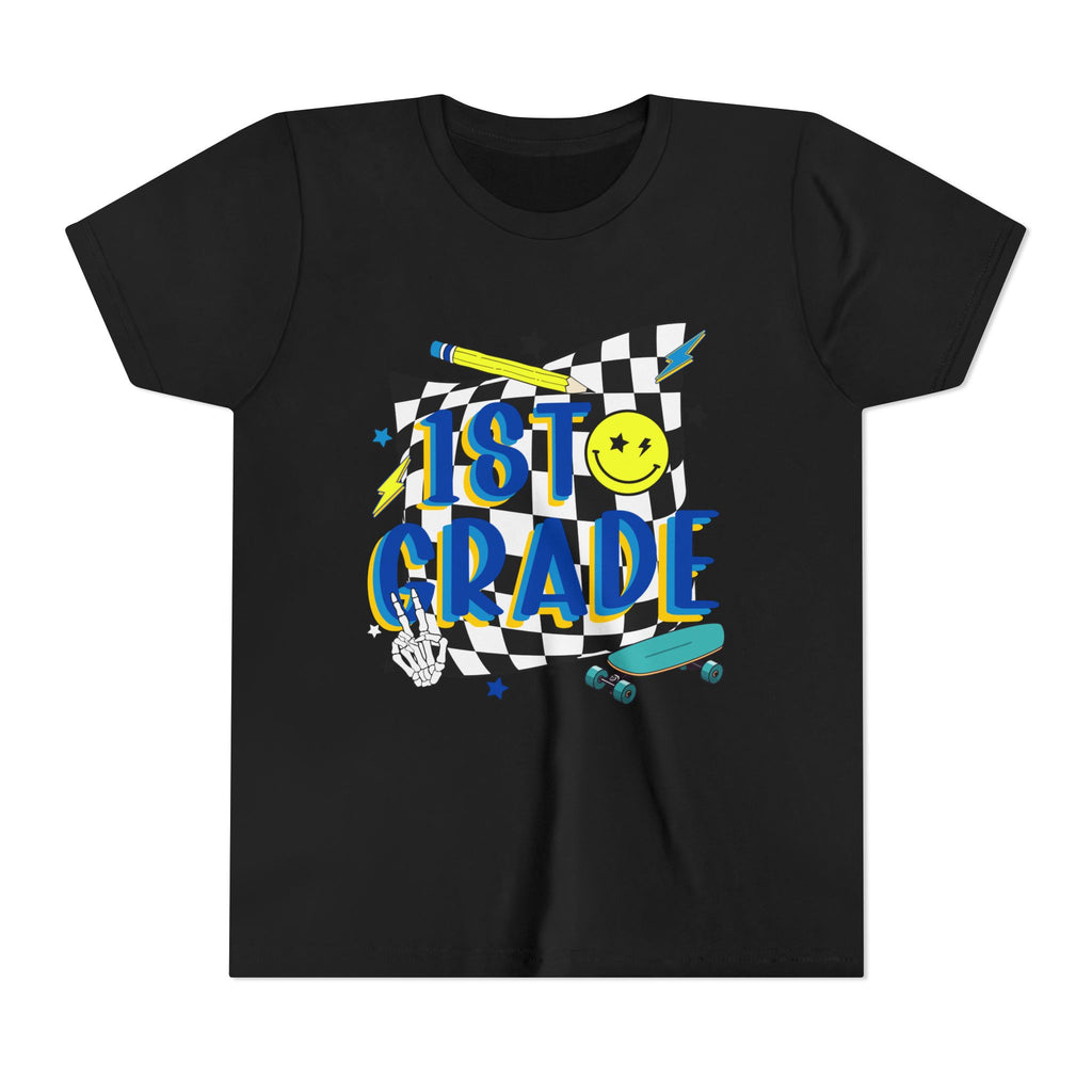 1st Grade Youth T‑Shirt - Colorful Skateboard Back-to-School Tee