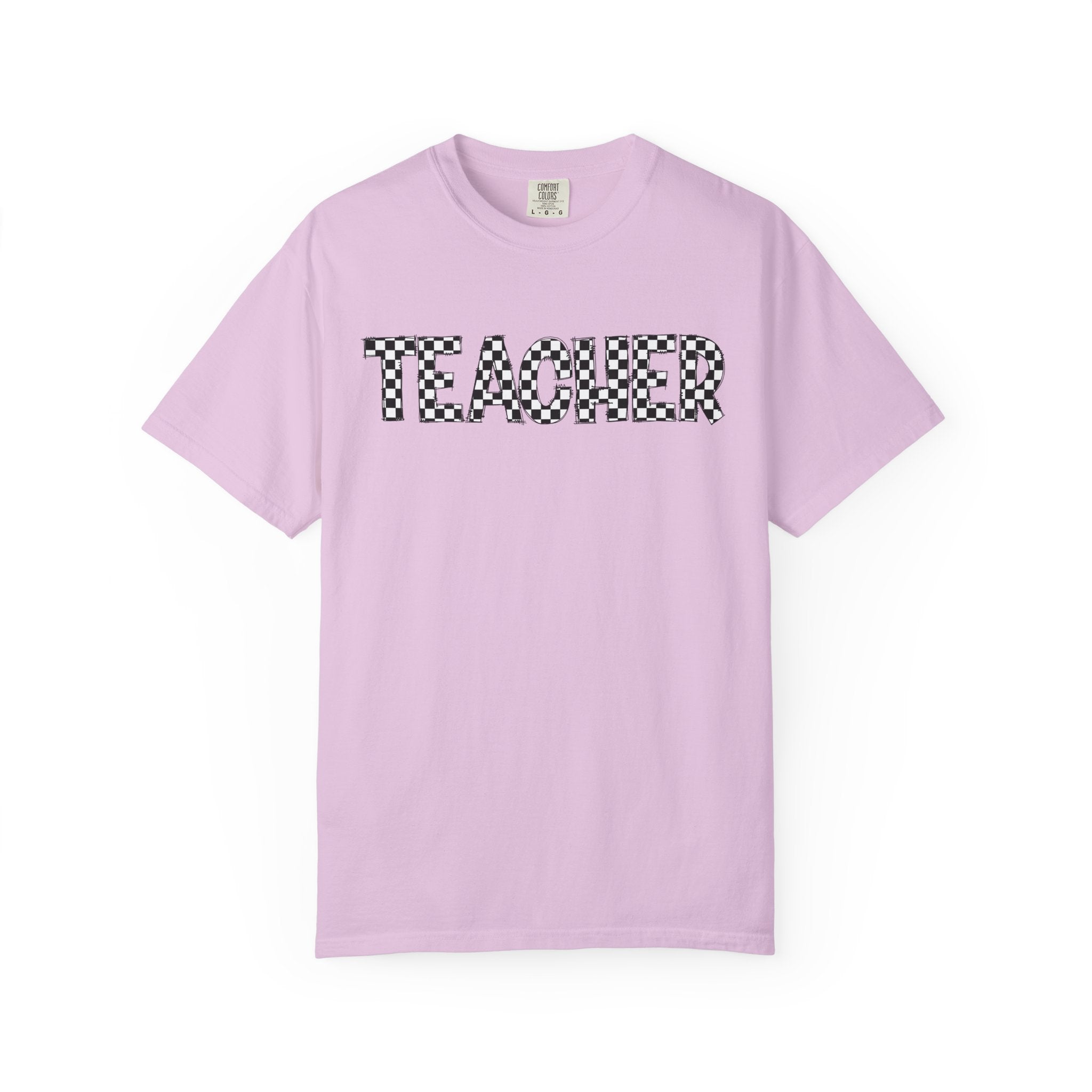 Teacher Checkerboard Graphic Tee — Fun Back-to-School Gift for Educators