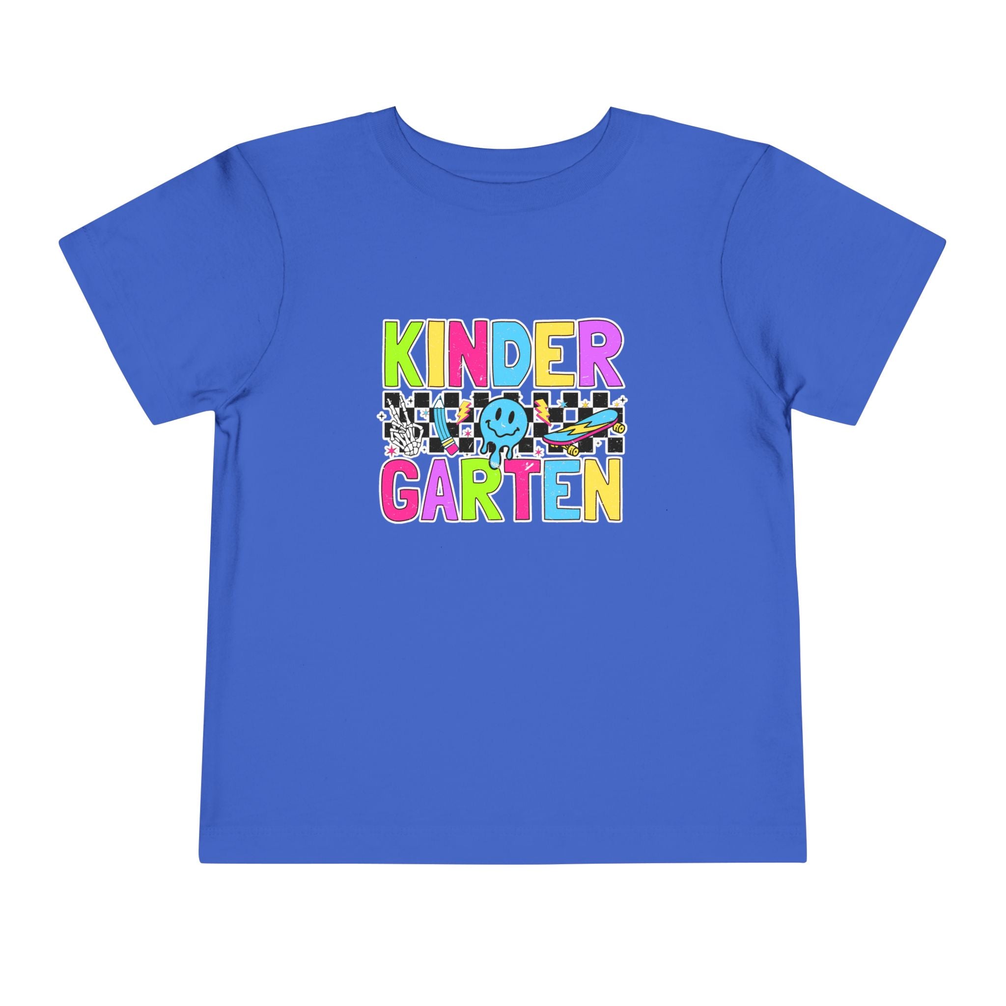 KinderGarten Toddler Tee - Colorful Checker Smiley Back-to-School Shirt