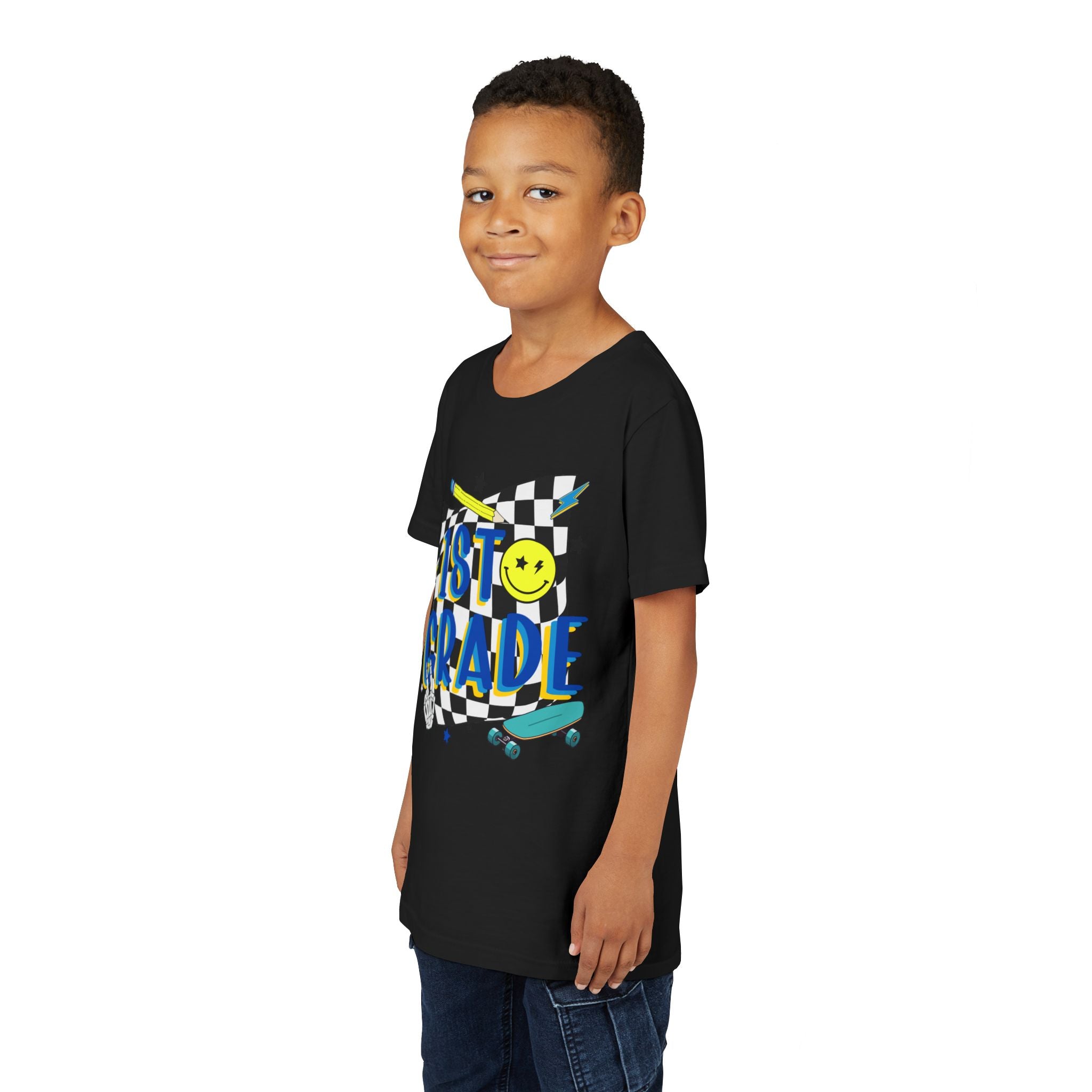 1st Grade Youth T‑Shirt - Colorful Skateboard Back-to-School Tee