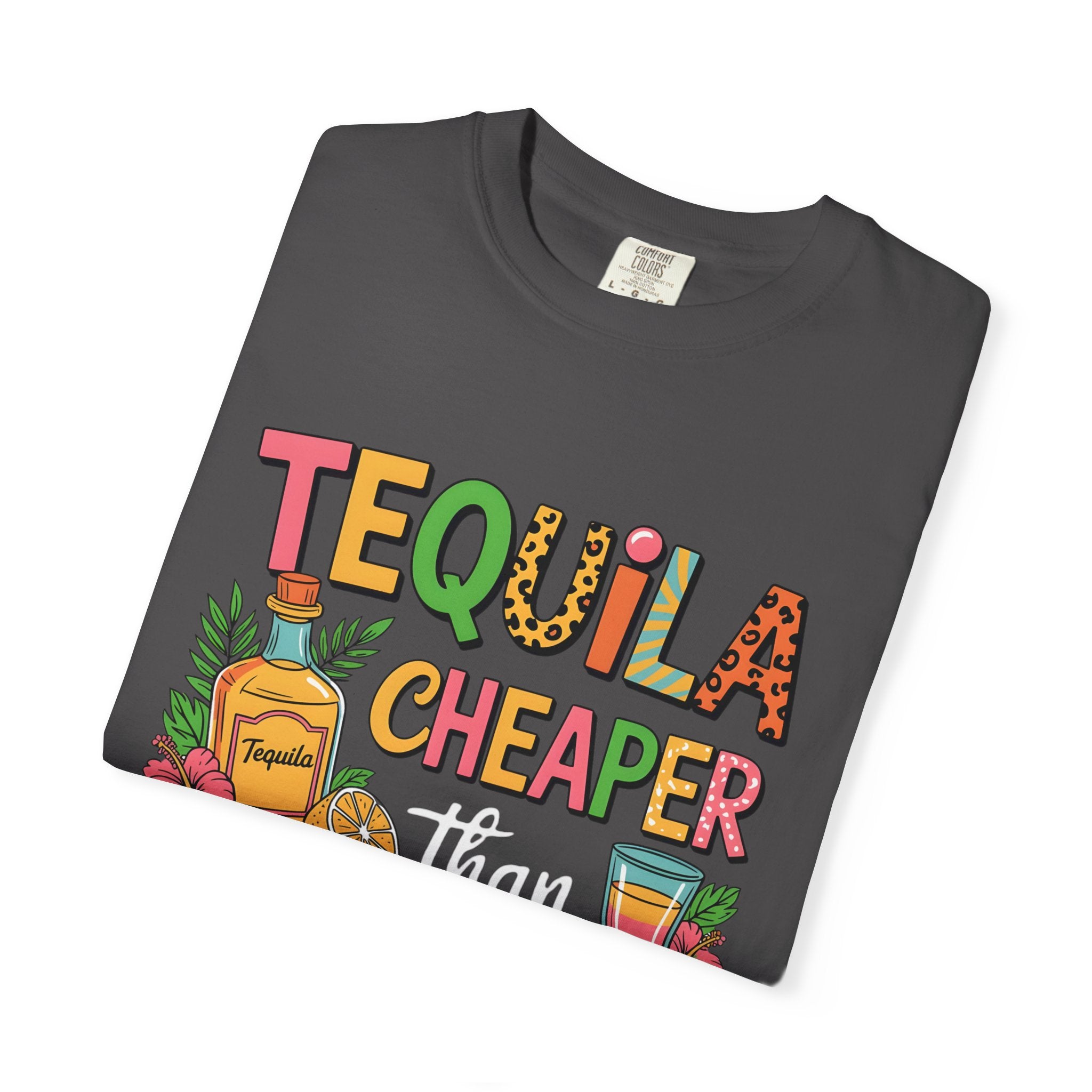 Tequila Cheaper Than Therapy T-shirt | Funny Margarita Cocktail Graphic