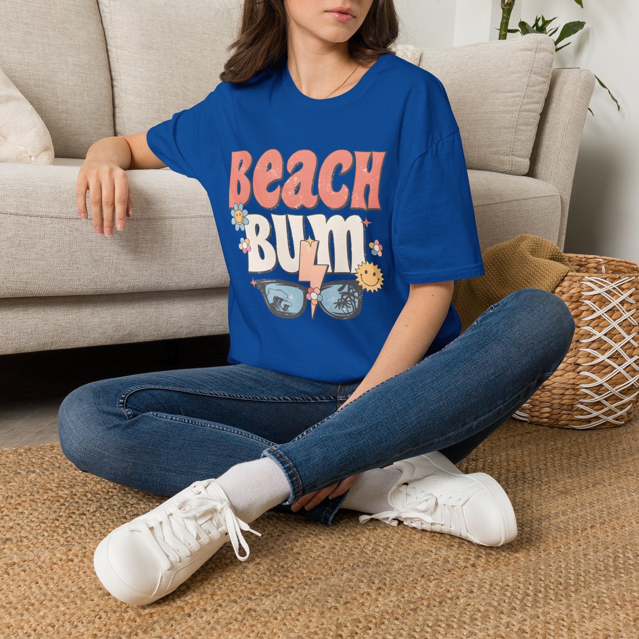 Beach Bum T-Shirt — Retro Floral Surf Vibes Tee
