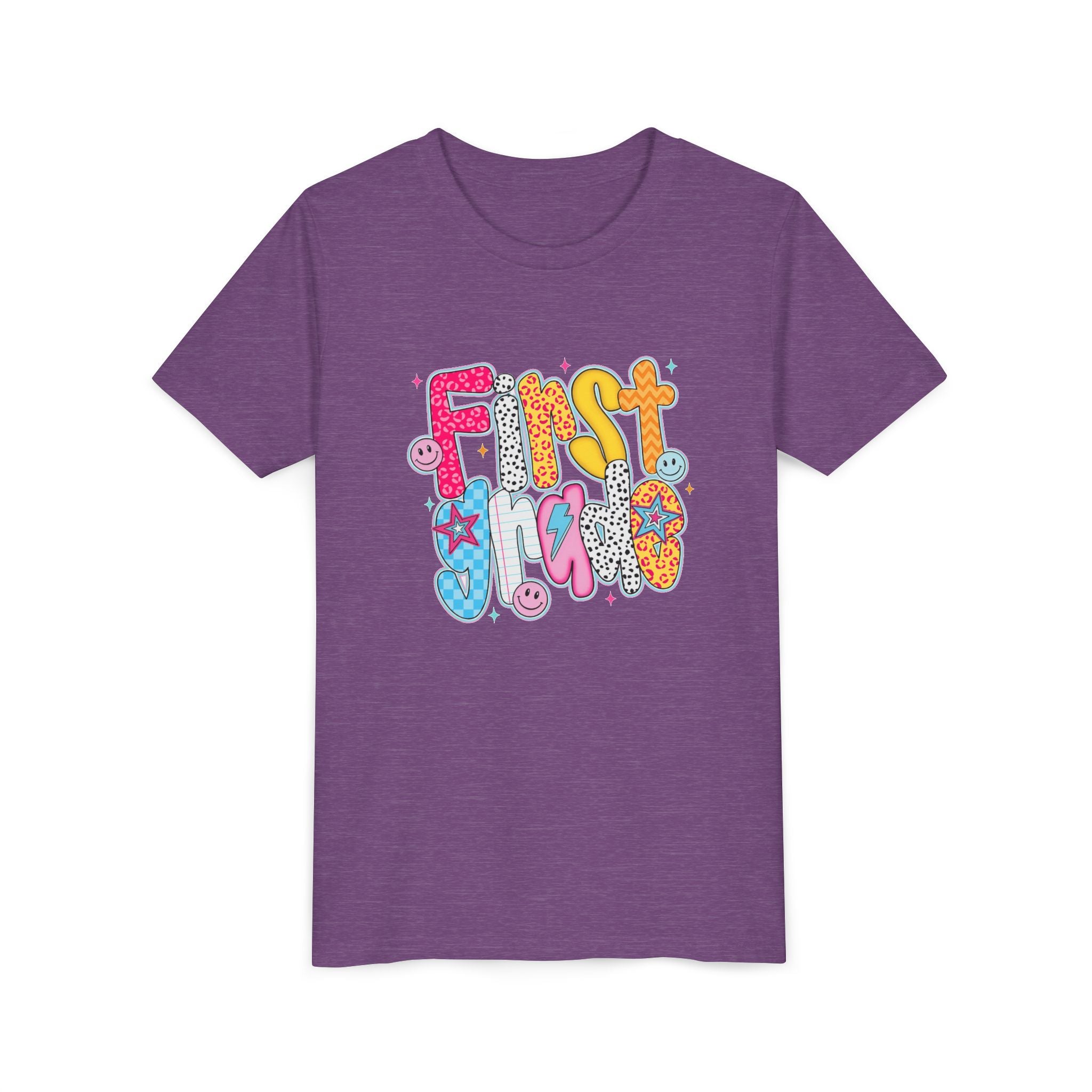 First Grade Youth Tee — Colorful Back-to-School Graphic Shirt