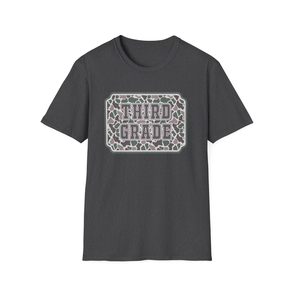 Third Grade Camo T-Shirt — "Third Grade" School Teacher & Student Tee