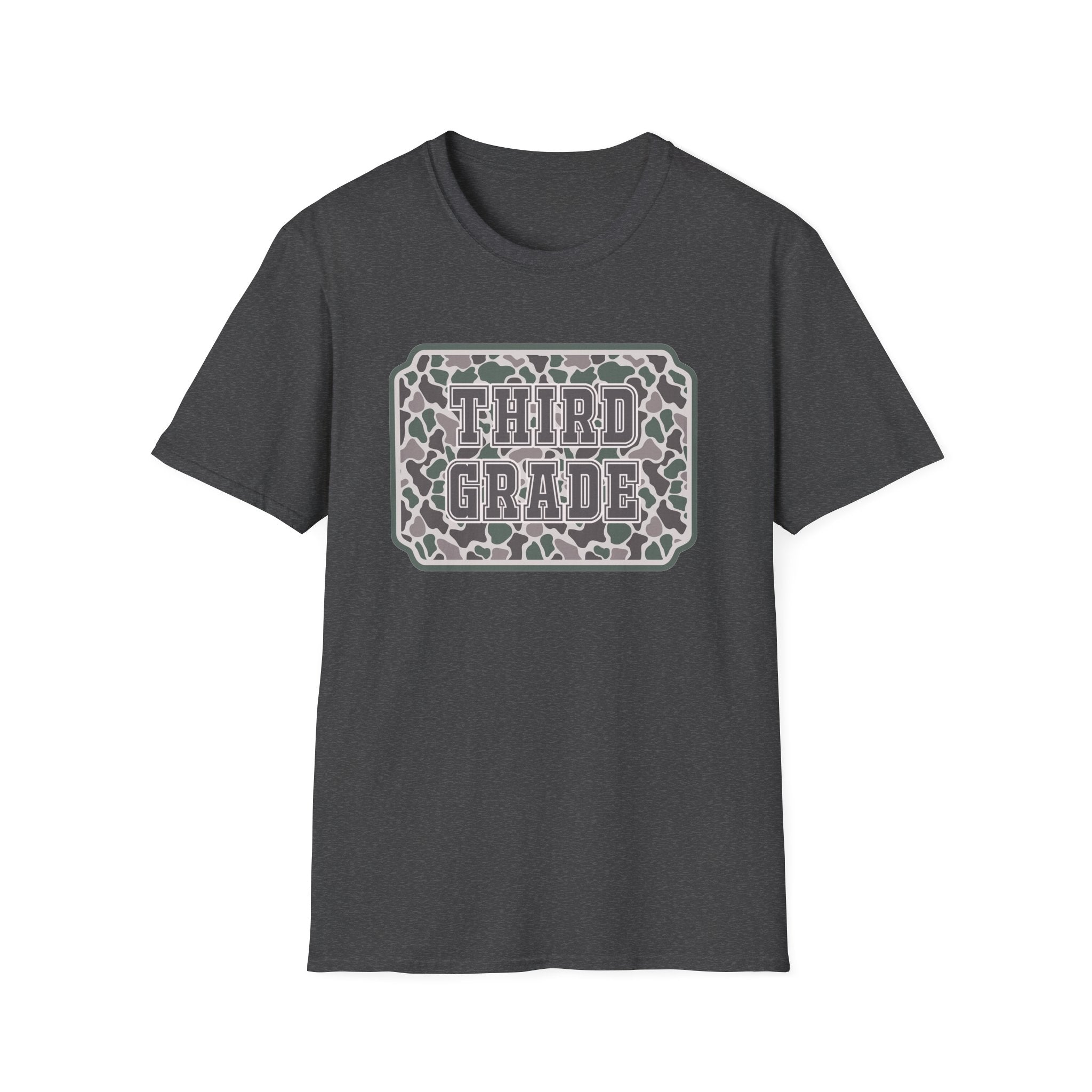 Third Grade Camo T-Shirt — "Third Grade" School Teacher & Student Tee