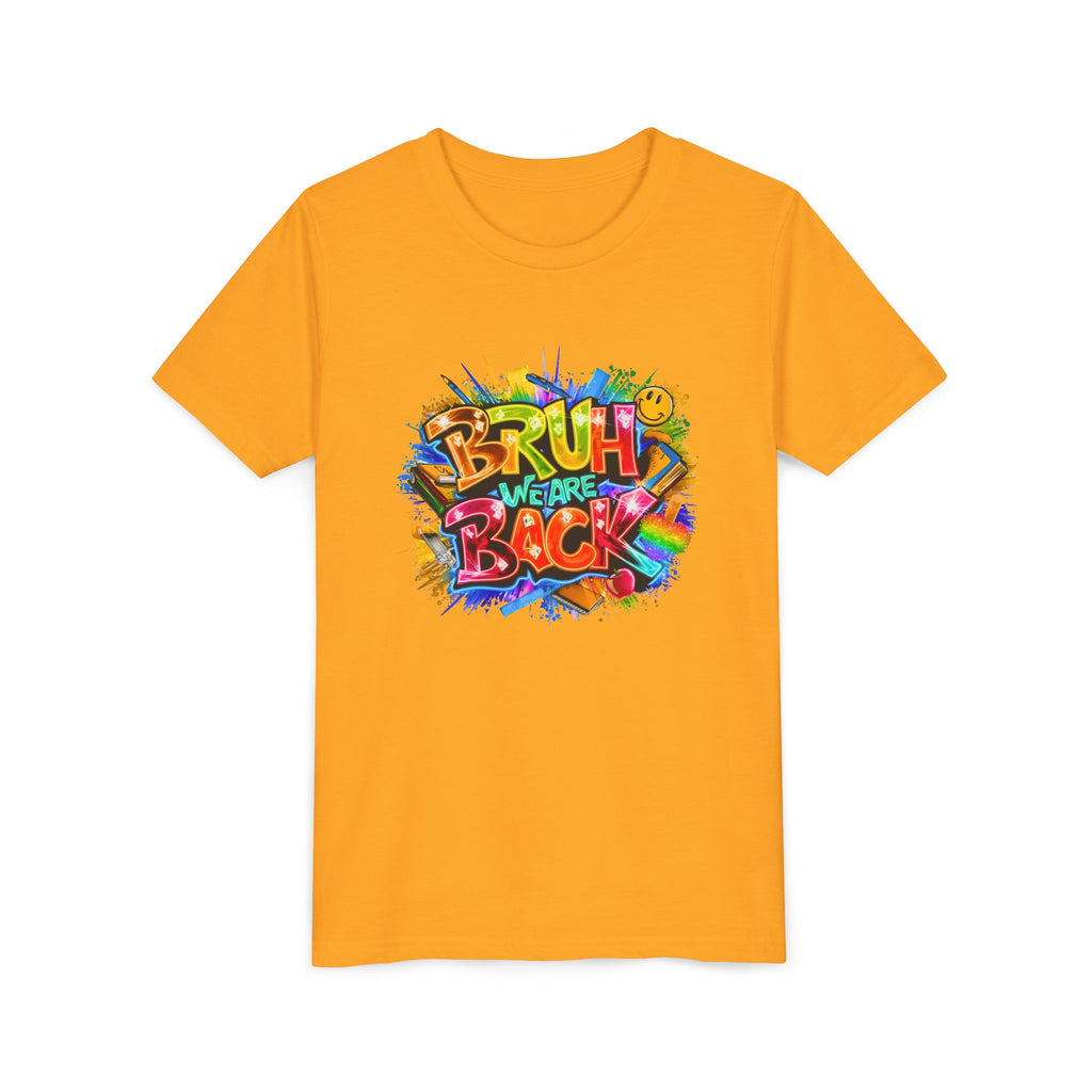 Youth Tee — Colorful "Bruh We Are Back" Graffiti Graphic Shirt
