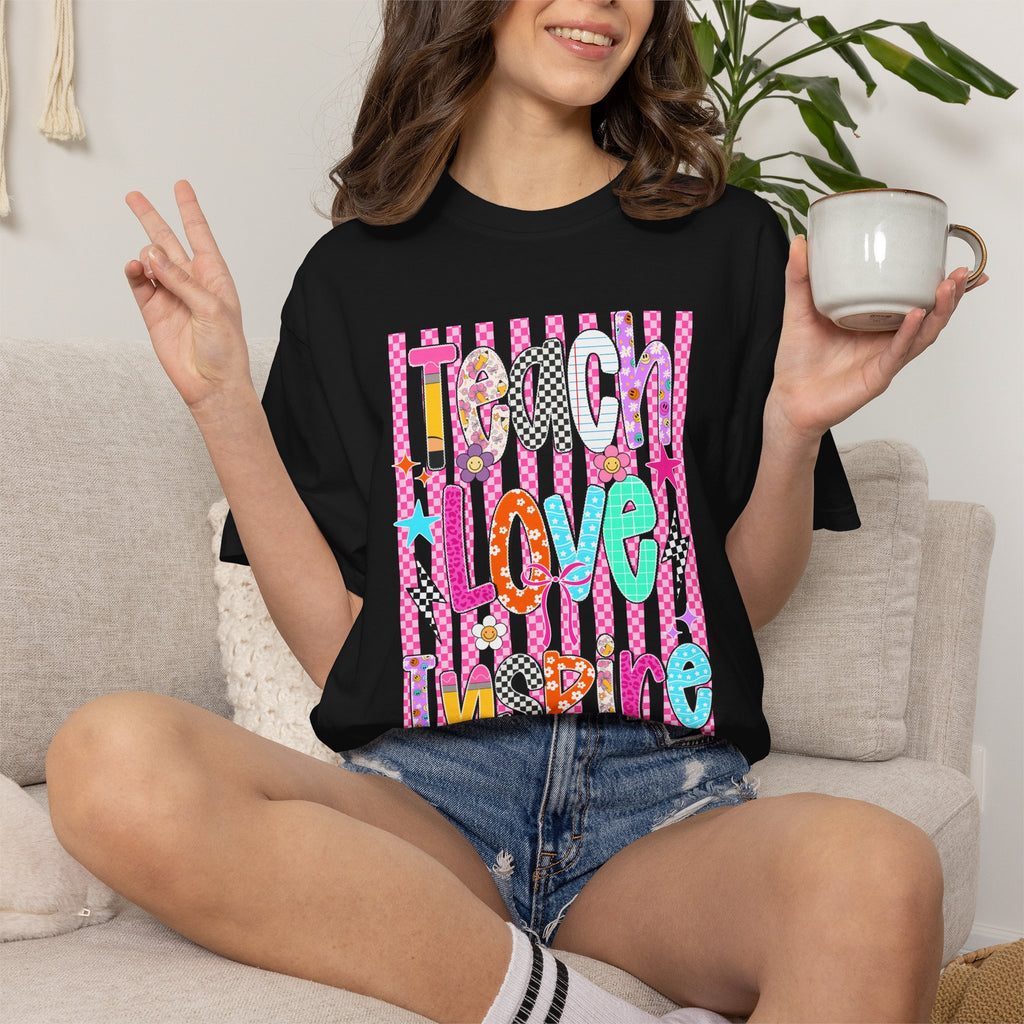 Teach Love Inspire T-Shirt — Colorful Positive Teacher Appreciation Tee
