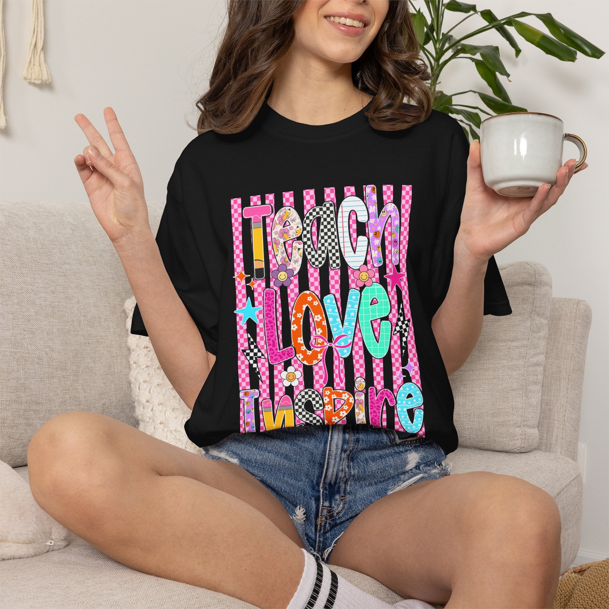 Teach Love Inspire T-Shirt — Colorful Positive Teacher Appreciation Tee