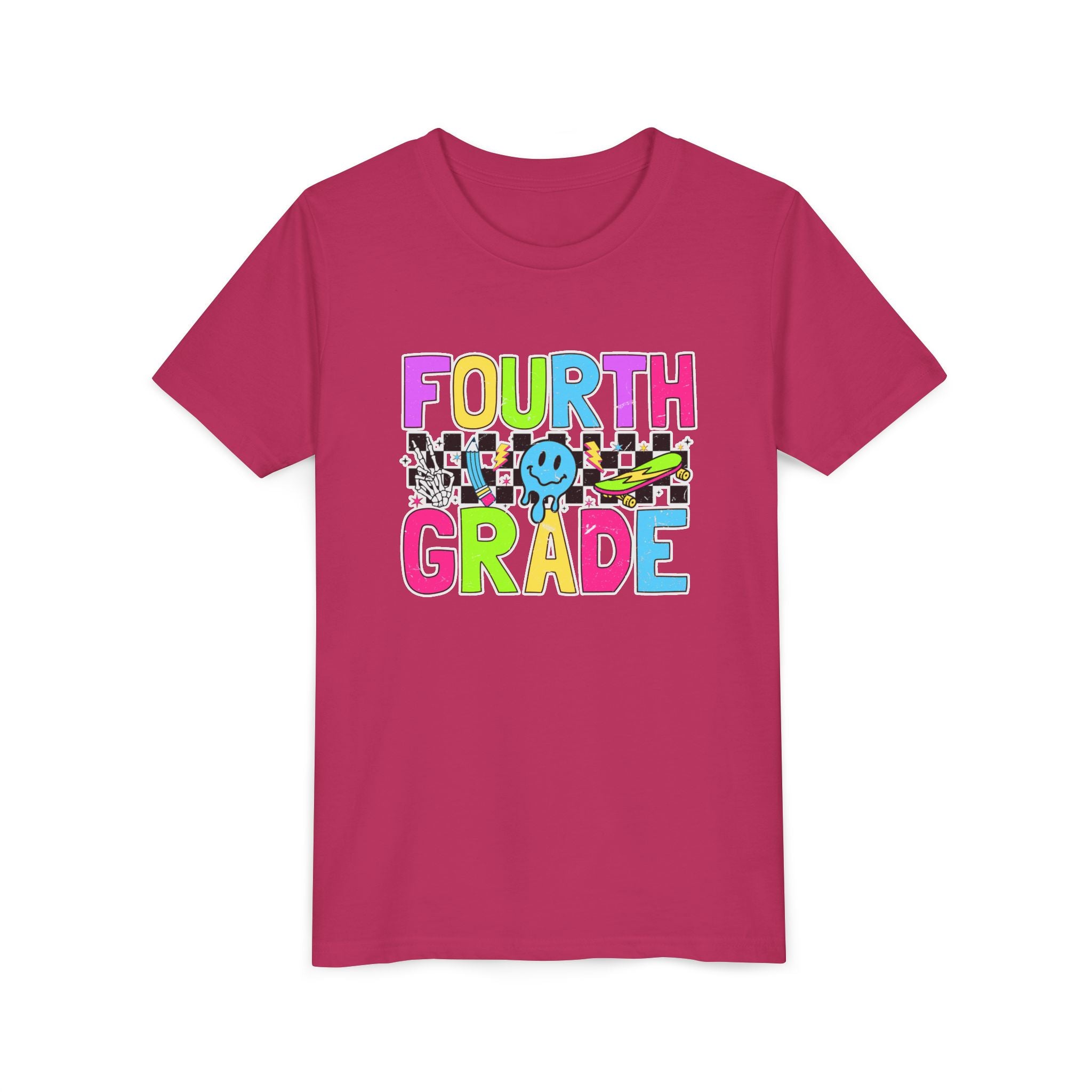 Fourth Grade Youth Tee — Colorful Smiley Back-to-School Shirt