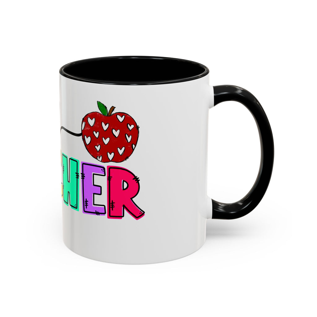 Blessed Teacher Accent Coffee Mug – Colorful Apple Design (11/15oz)