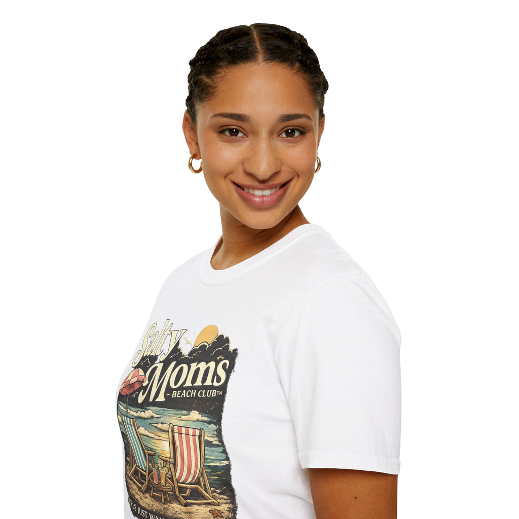 Salty Moms Beach Club T-Shirt — Vintage Coastal Mom Tee