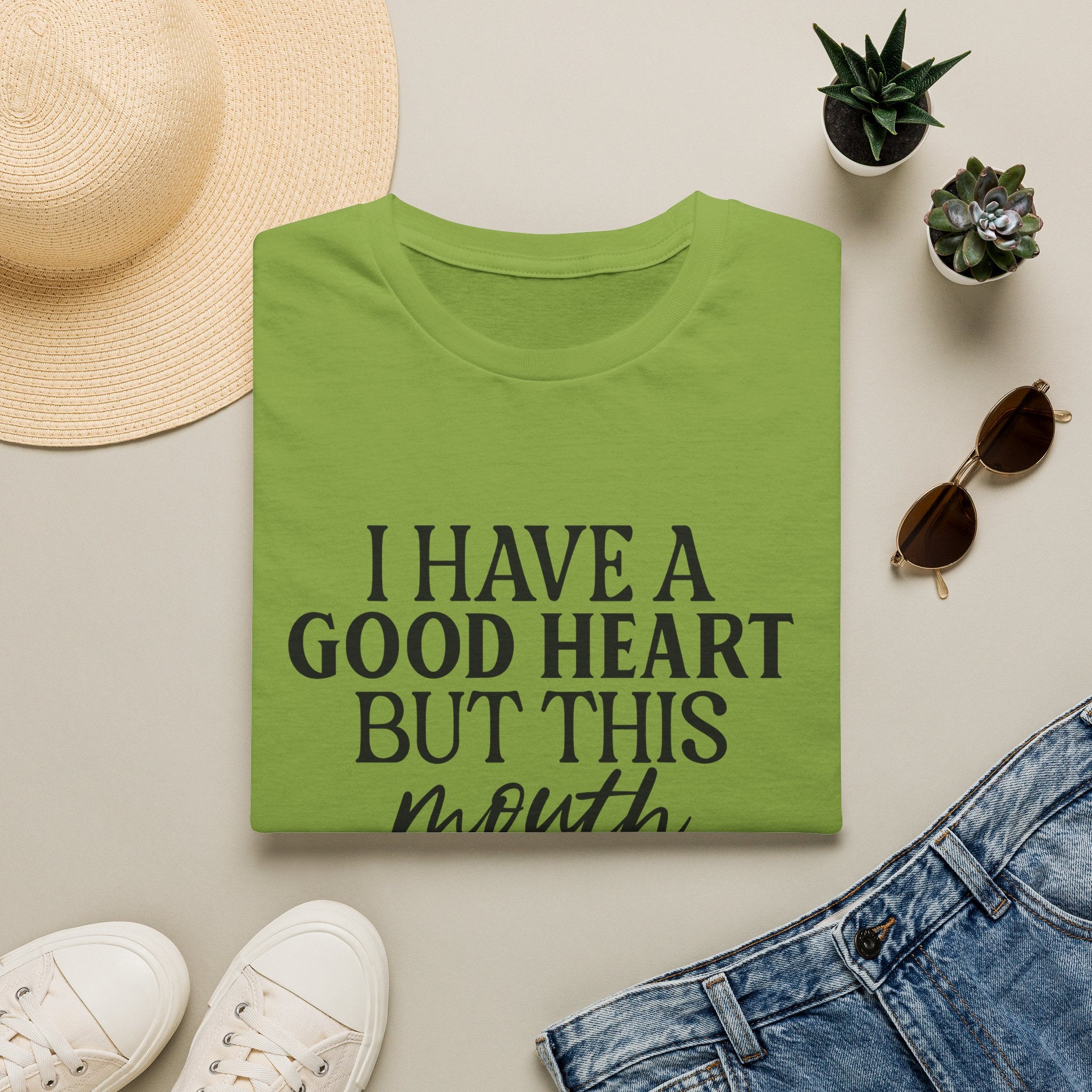 “I Have a Good Heart But This Mouth” Funny Sarcastic Tee