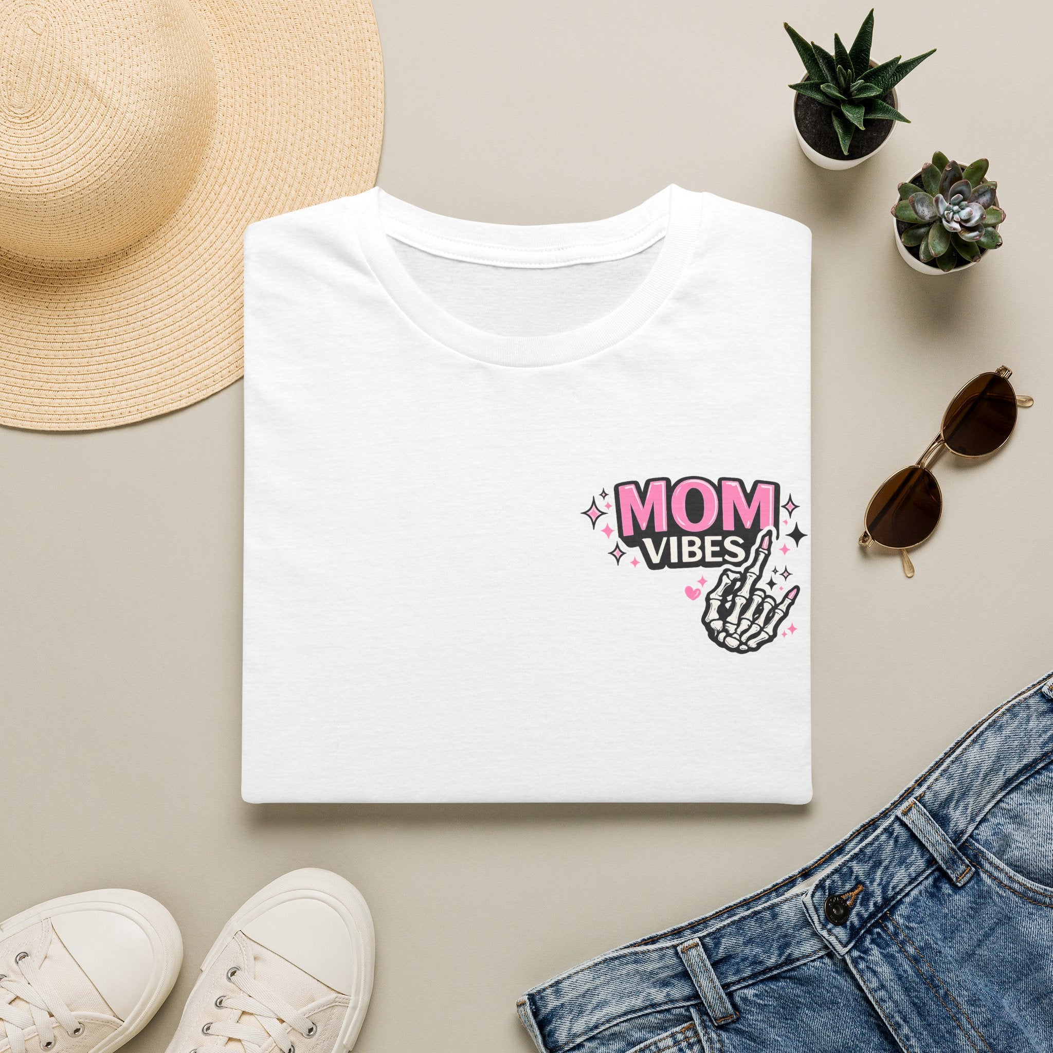 Mom Vibes T-Shirt — Pink Retro Graphic Tee for Moms