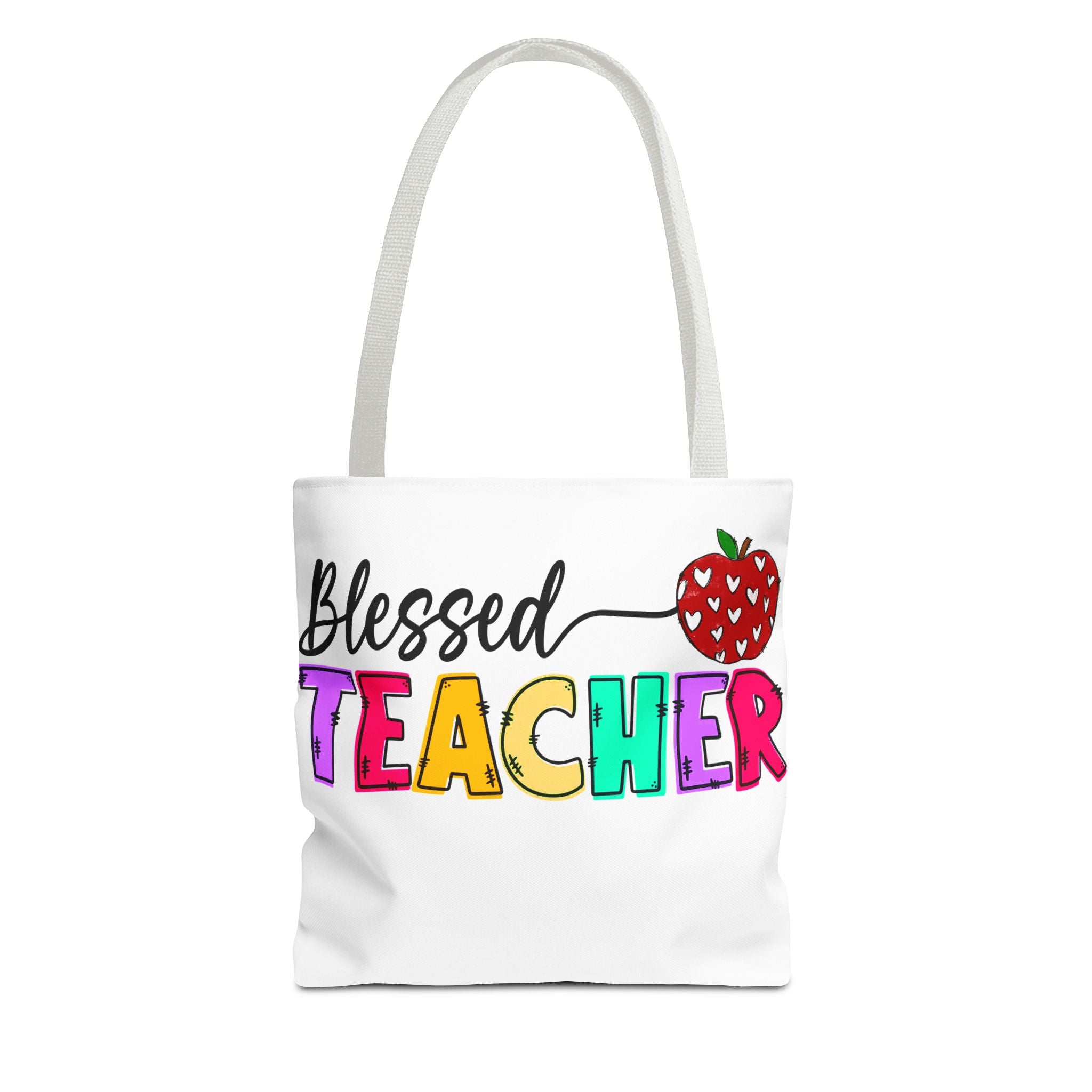 Blessed Teacher Tote Bag – Colorful Apple Teacher Appreciation Gift