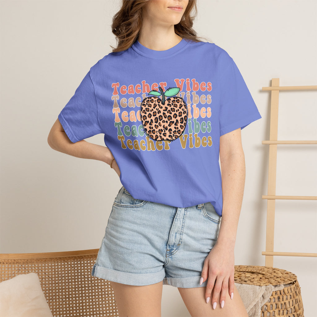Teacher Vibes Leopard Apple T-Shirt