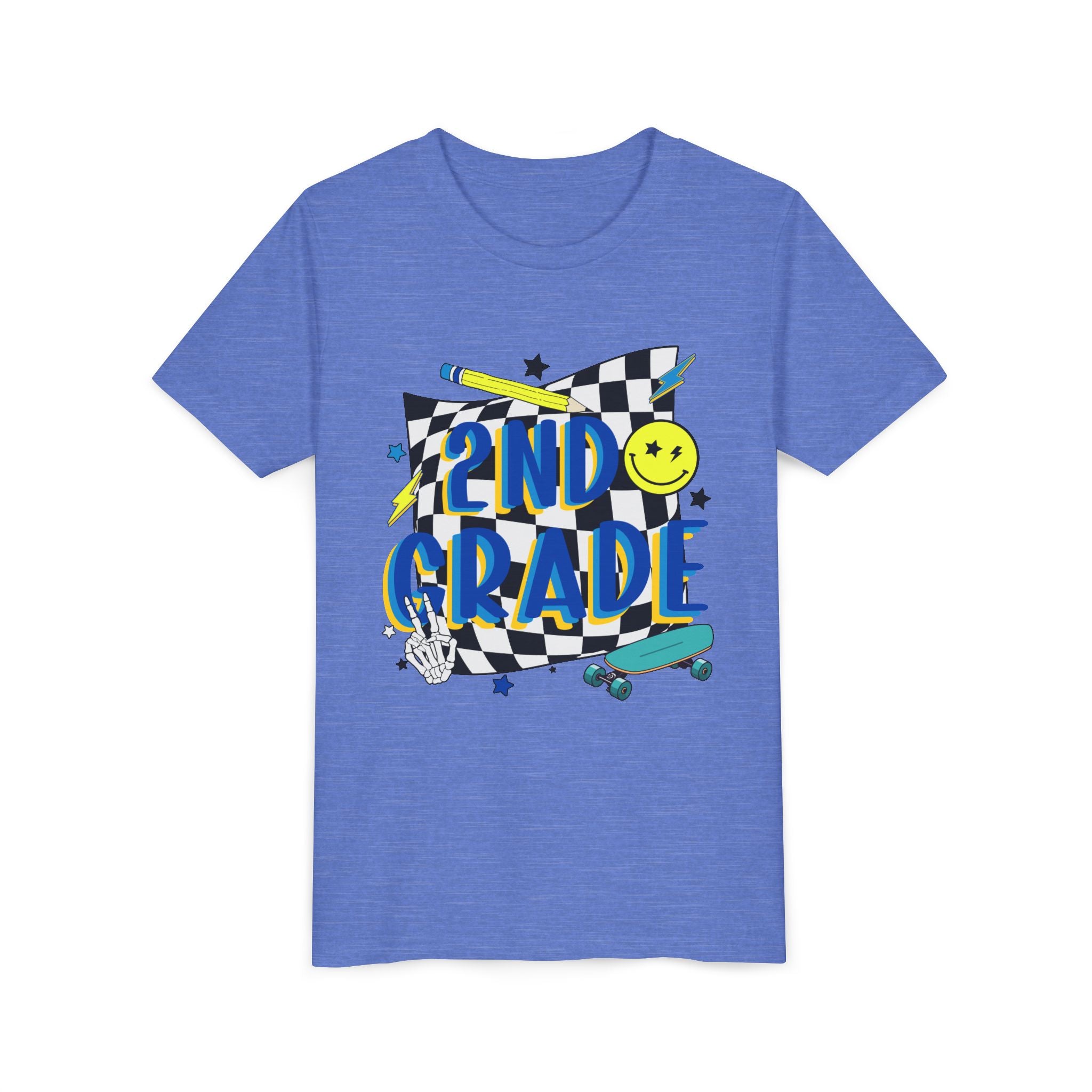 2nd Grade Kids T‑Shirt — Colorful Back-to-School Skateboard Design
