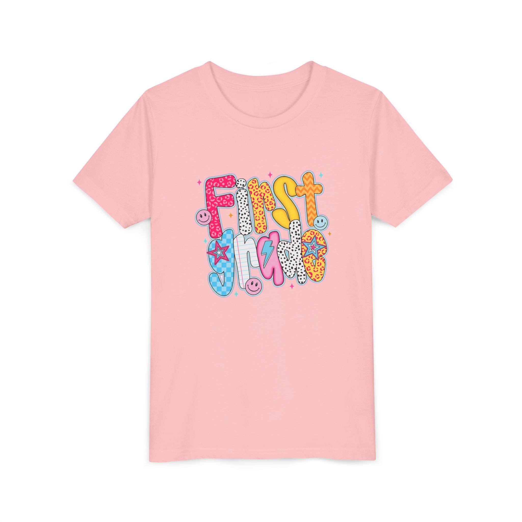 First Grade Youth Tee — Colorful Back-to-School Graphic Shirt