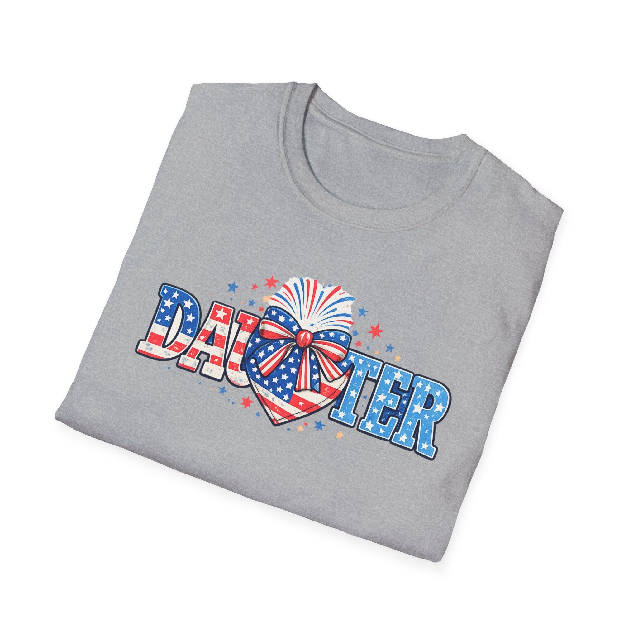 Daughter Patriotic Tee — USA Flag Heart Fireworks Design