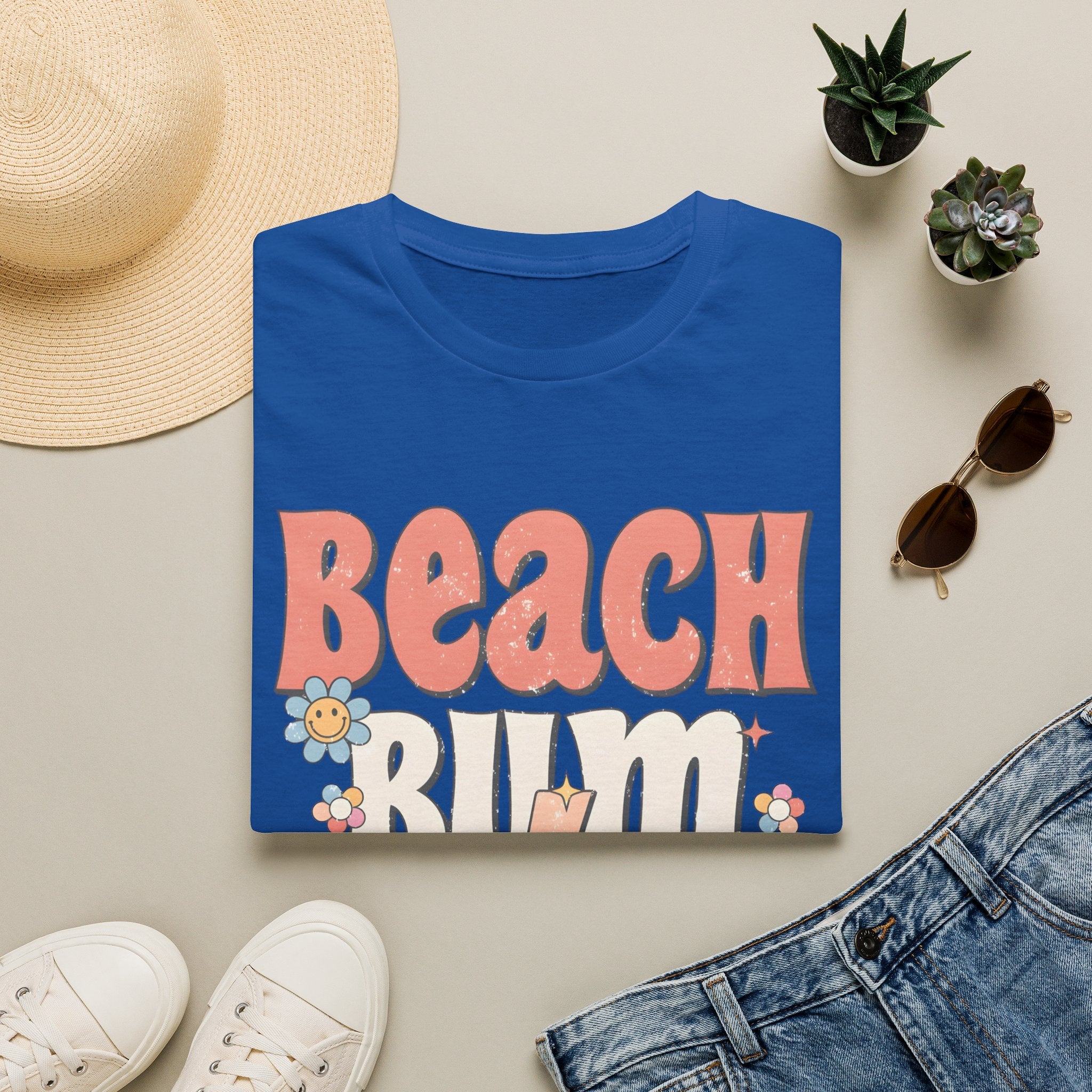 Beach Bum T-Shirt — Retro Floral Surf Vibes Tee