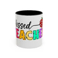 Blessed Teacher Accent Coffee Mug – Colorful Apple Design (11/15oz)