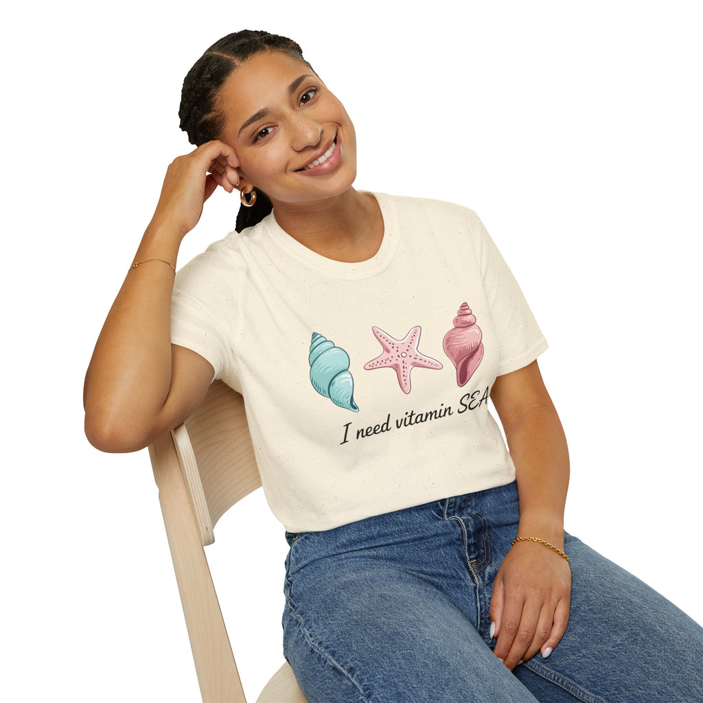 Sea Shell T-Shirt — "I Need Vitamin SEA" Beach Tee