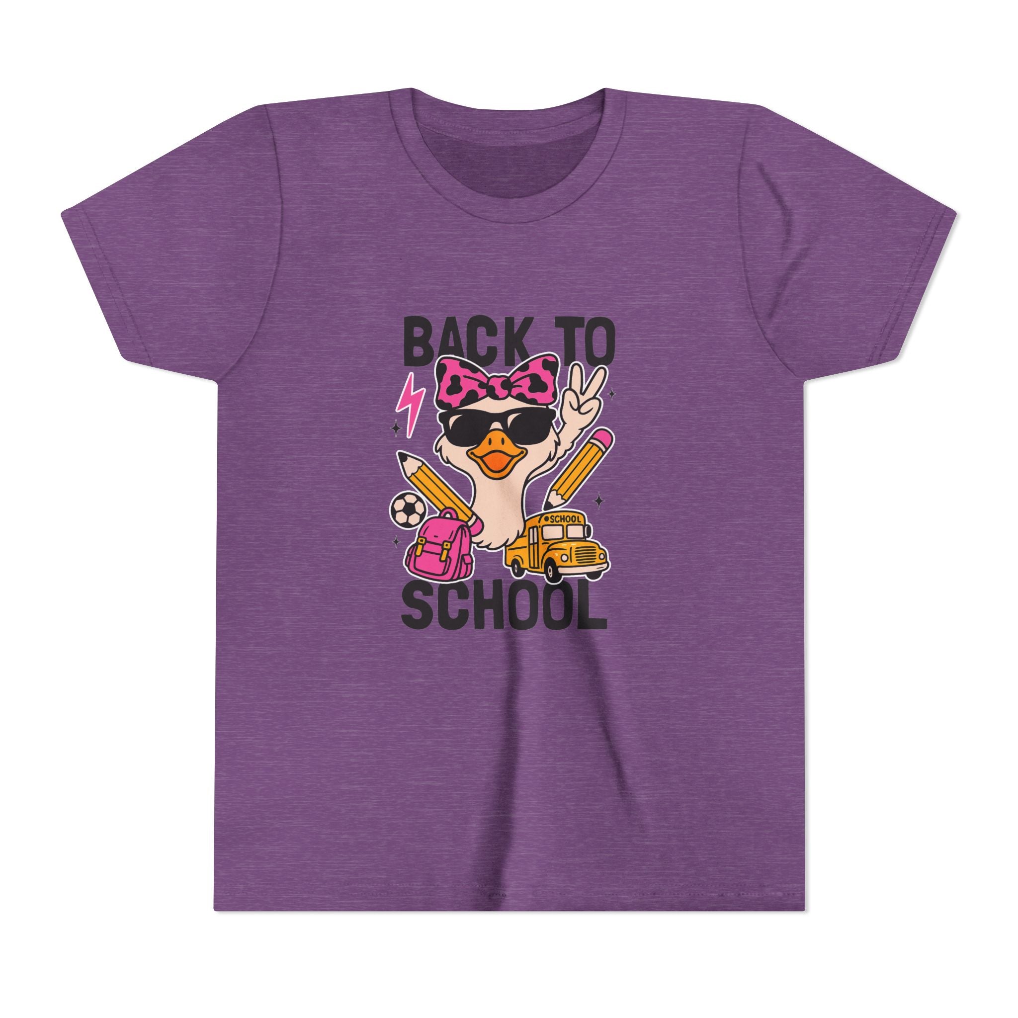 Back to School Kids Tee — Cute Duck with Backpack & School Supplies