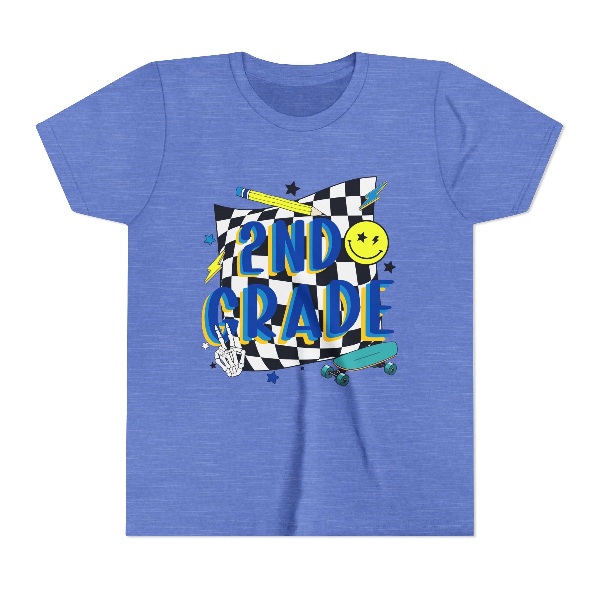 2nd Grade Kids T‑Shirt — Colorful Back-to-School Skateboard Design