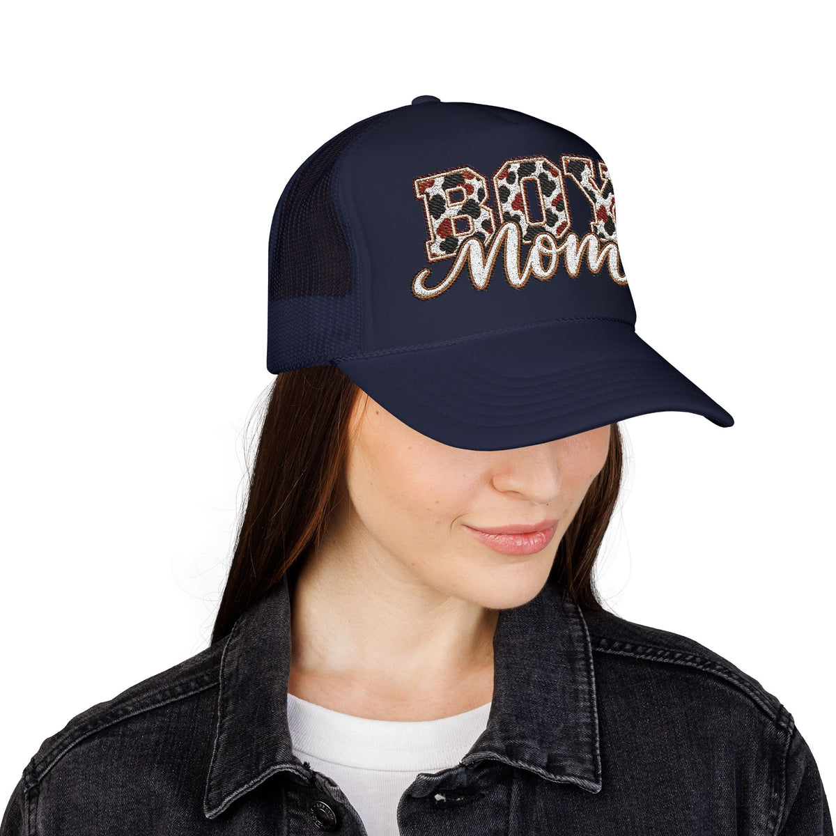Boy Mom Leopard Foam Trucker Hat