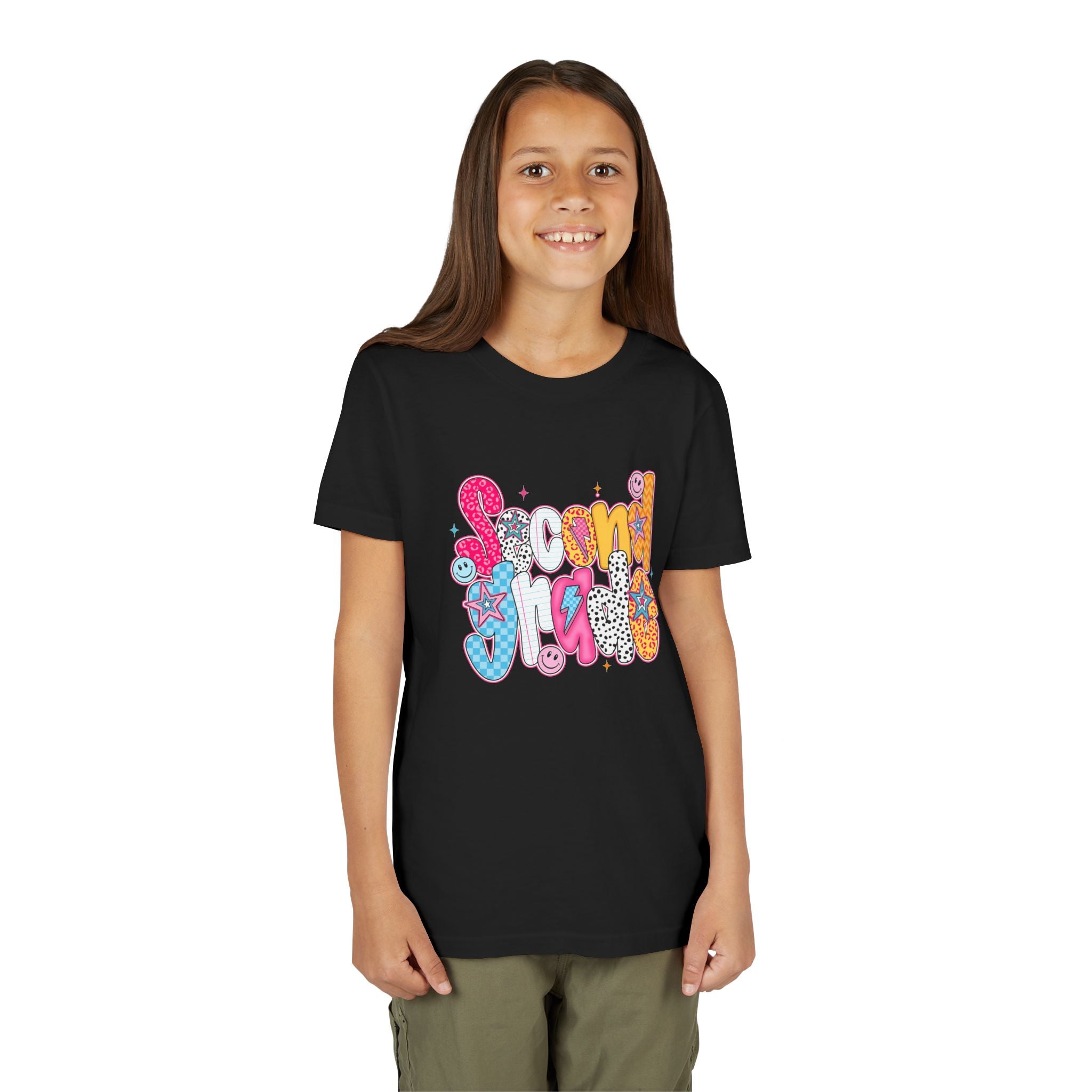 Youth Tee — Colorful 'Second Grade' Playful Retro Graphic