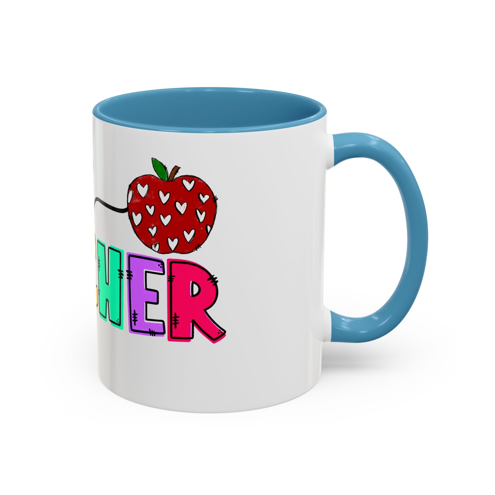 Blessed Teacher Accent Coffee Mug – Colorful Apple Design (11/15oz)