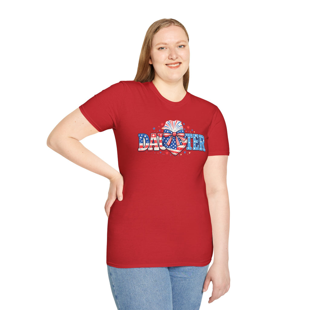 Daughter Patriotic Tee — USA Flag Heart Fireworks Design