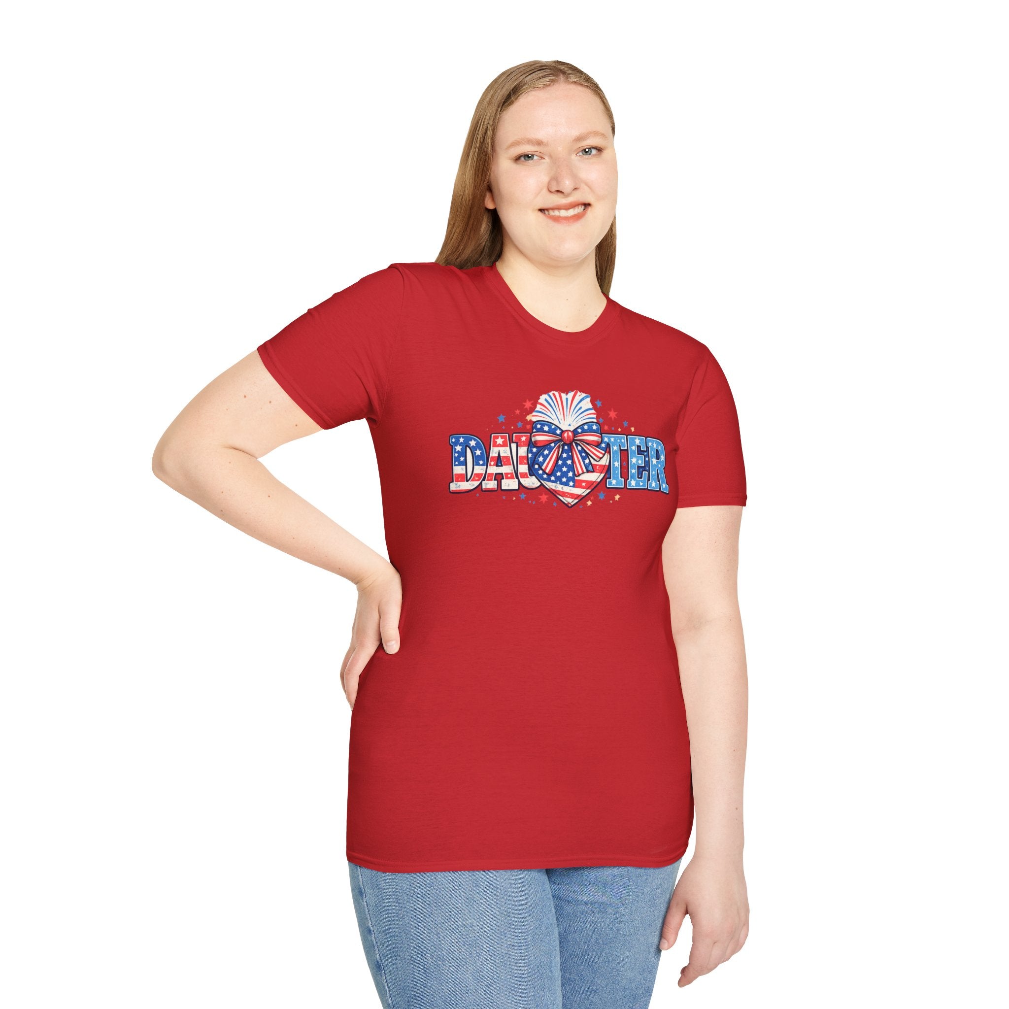 Daughter Patriotic Tee — USA Flag Heart Fireworks Design