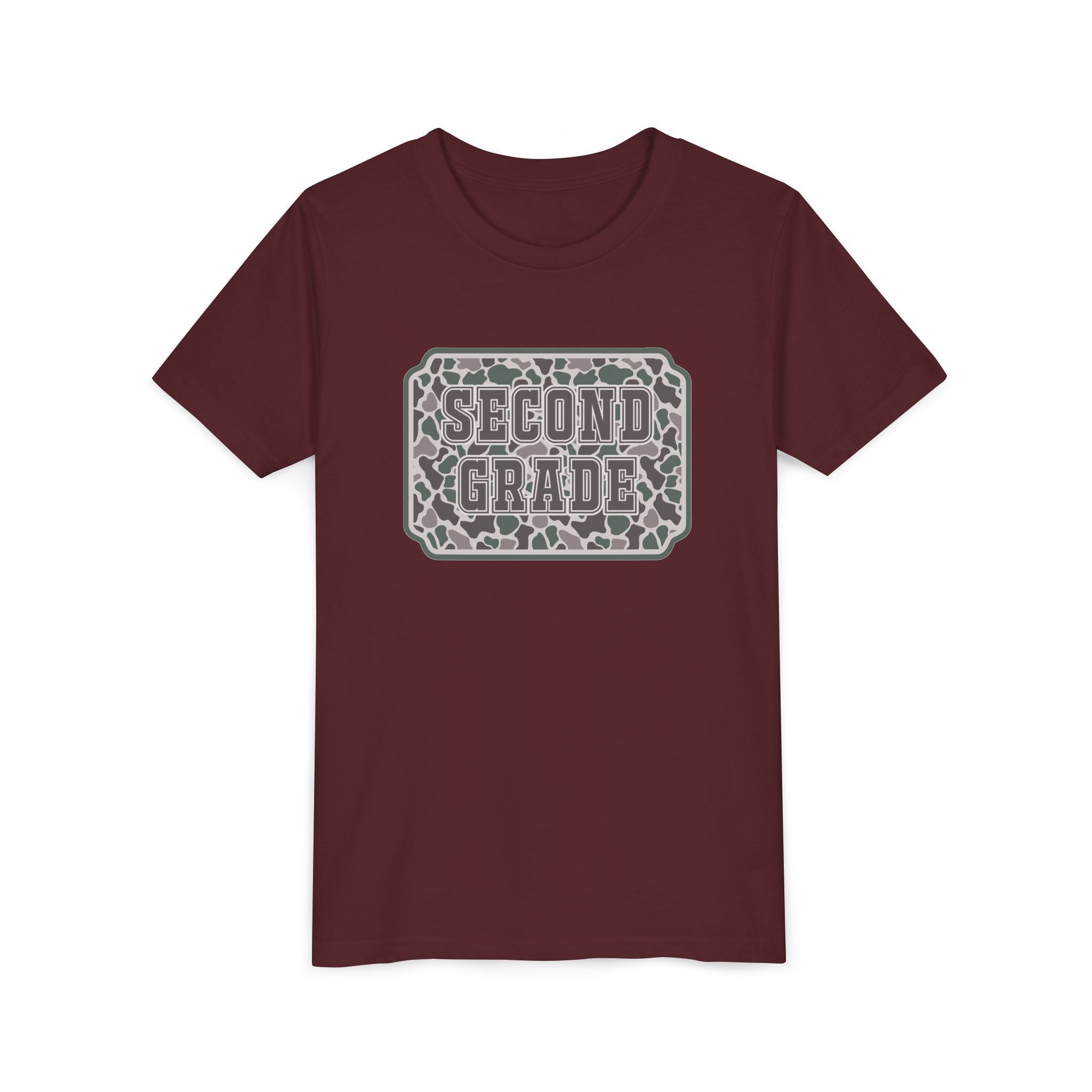 Second Grade Youth Tee - Camo Patch Back to School Shirt