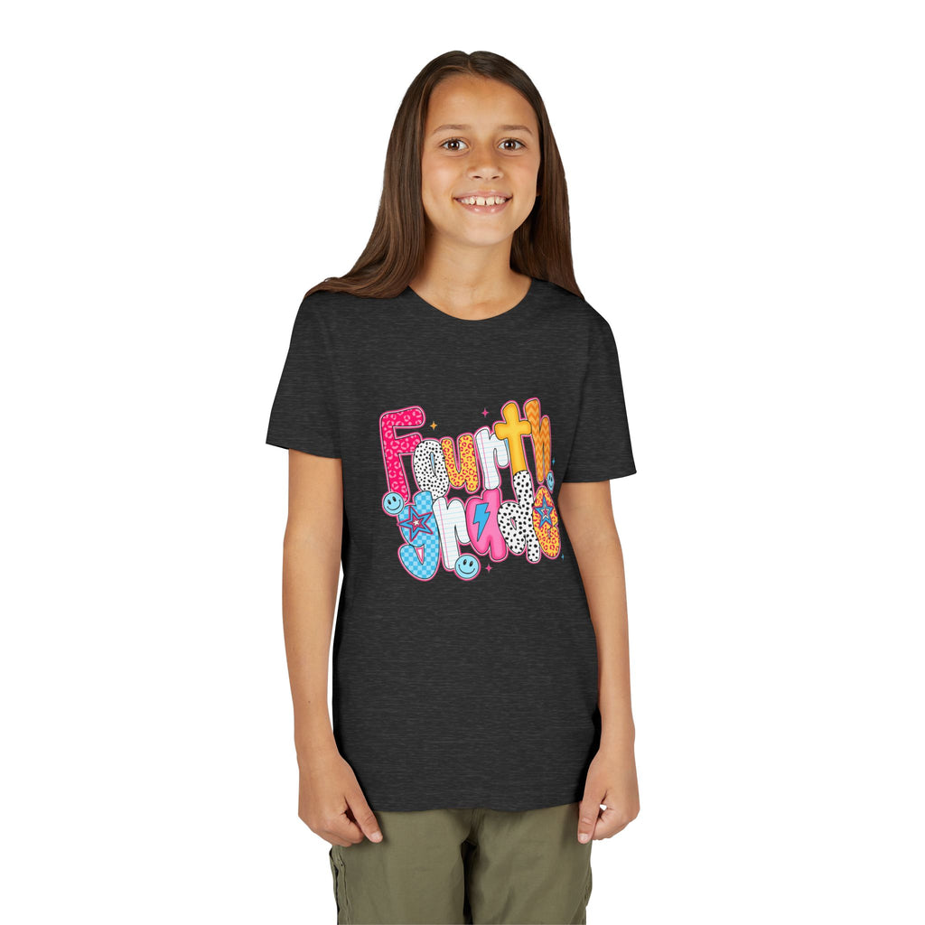 Fourth Grade Cute Youth Tee – Colorful Smiley School Shirt for Kids