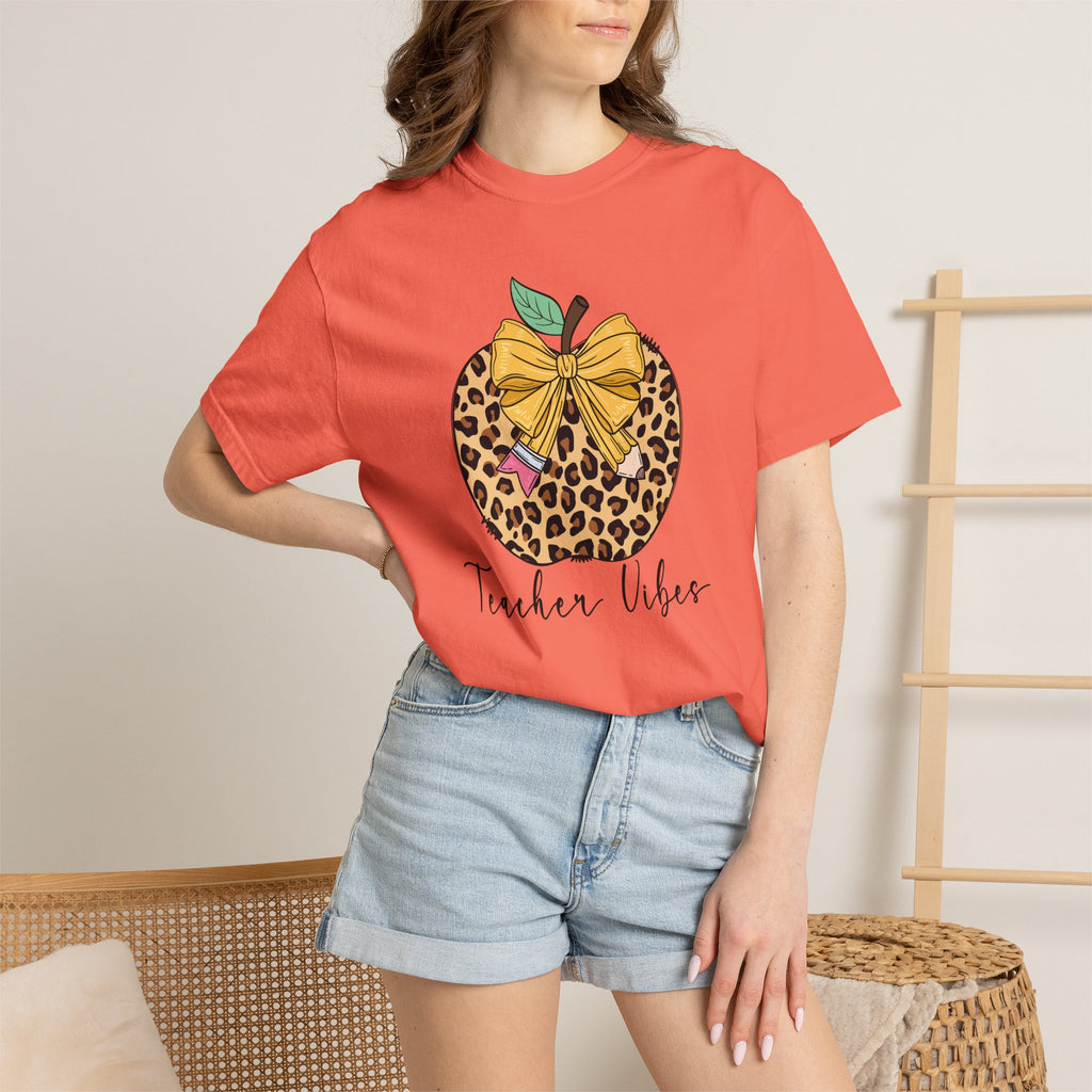 Teacher Vibes Leopard Pumpkin T-Shirt - Cute Fall Teacher Gift