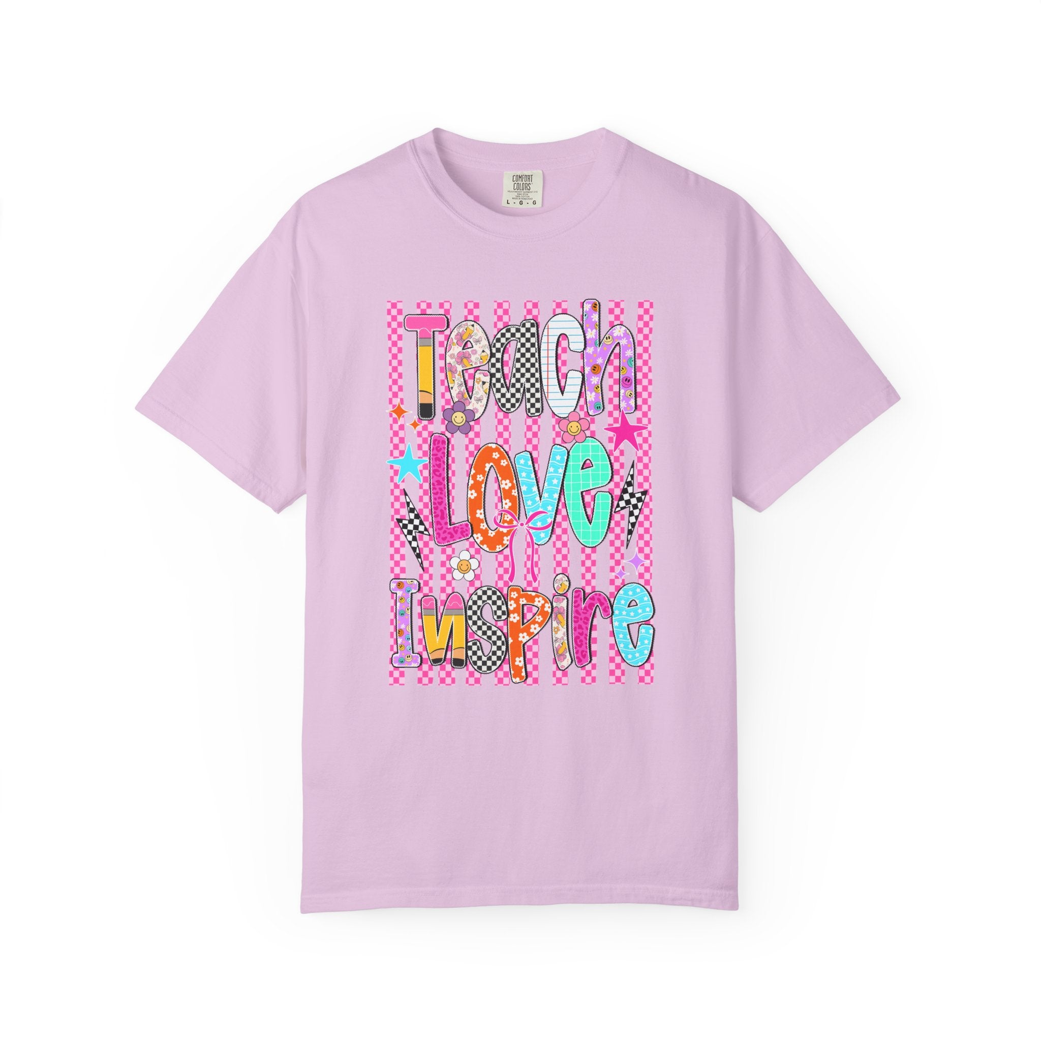 Teach Love Inspire T-Shirt — Colorful Positive Teacher Appreciation Tee