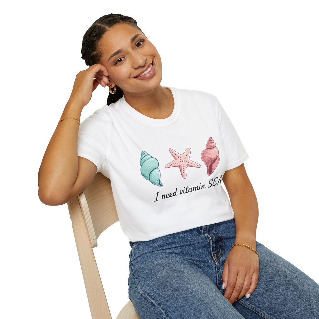 Sea Shell T-Shirt — "I Need Vitamin SEA" Beach Tee